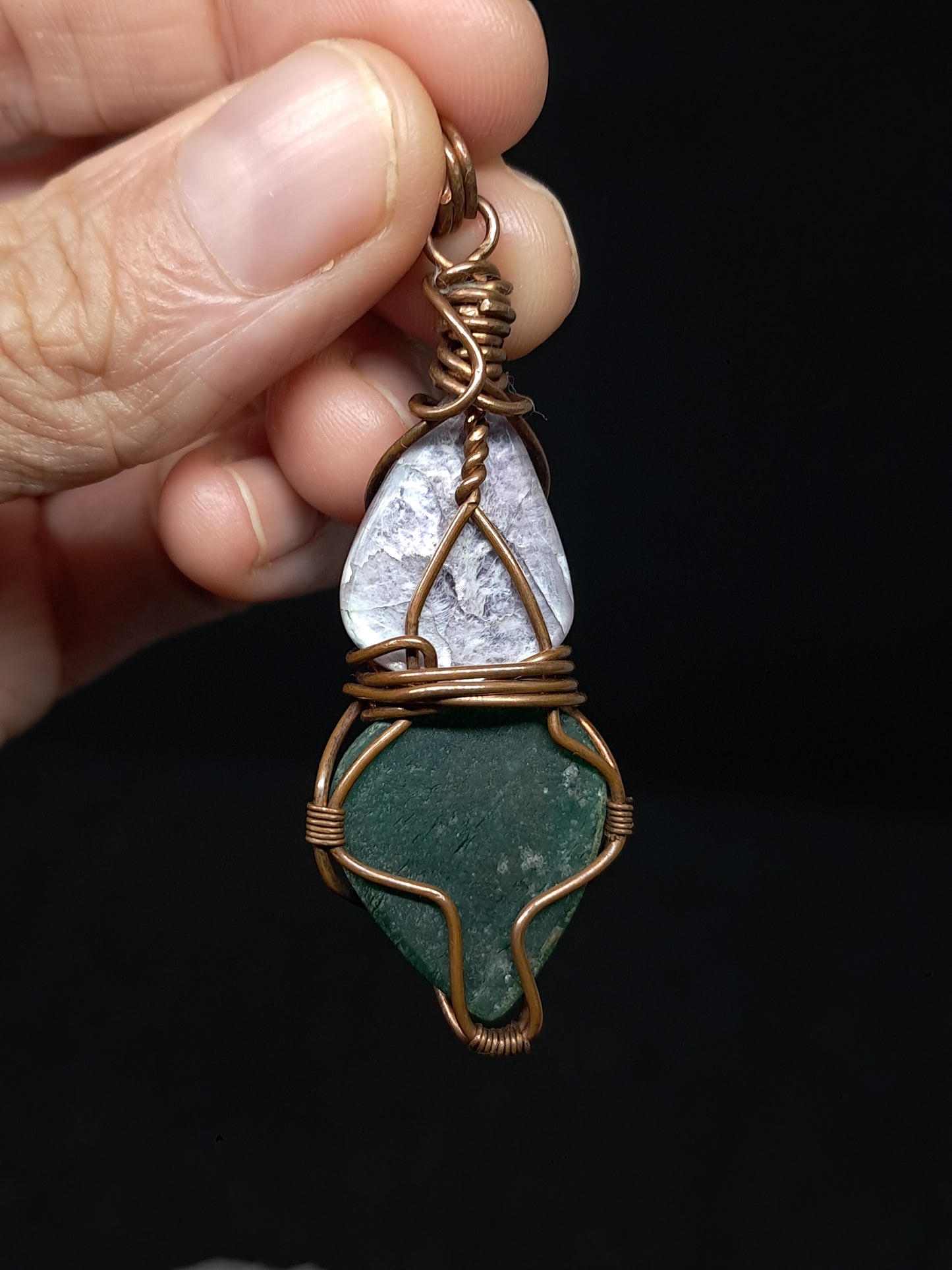 Lepidolite w/ Aventurine Pendant | Handcrafted Jewelry | Unique Necklace #JL48