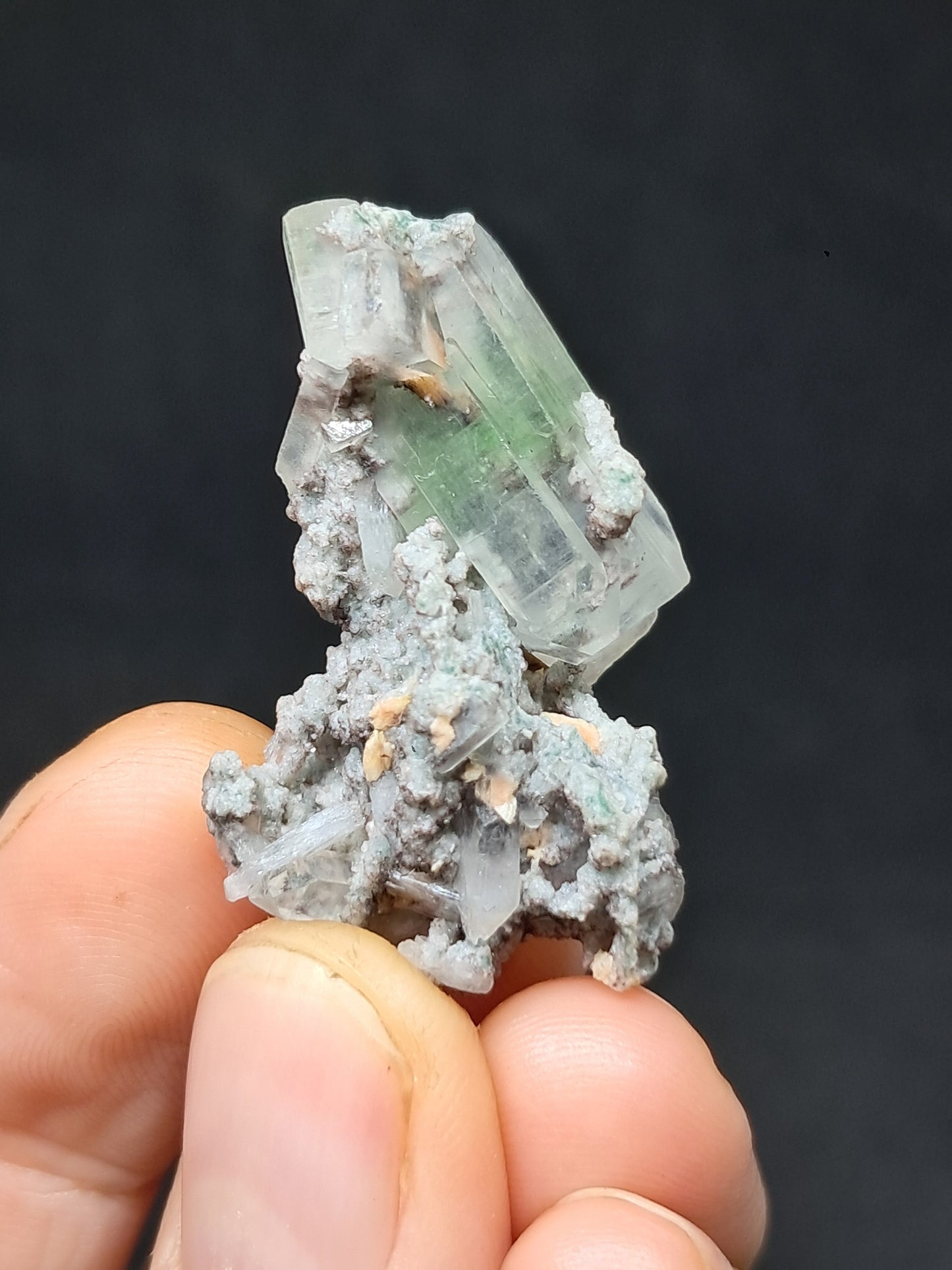 Green Apophyllite w/ Stilbite (Fluorapophyllite) (Ajanta) Natural Crystal | Mineral Specimen #GA42