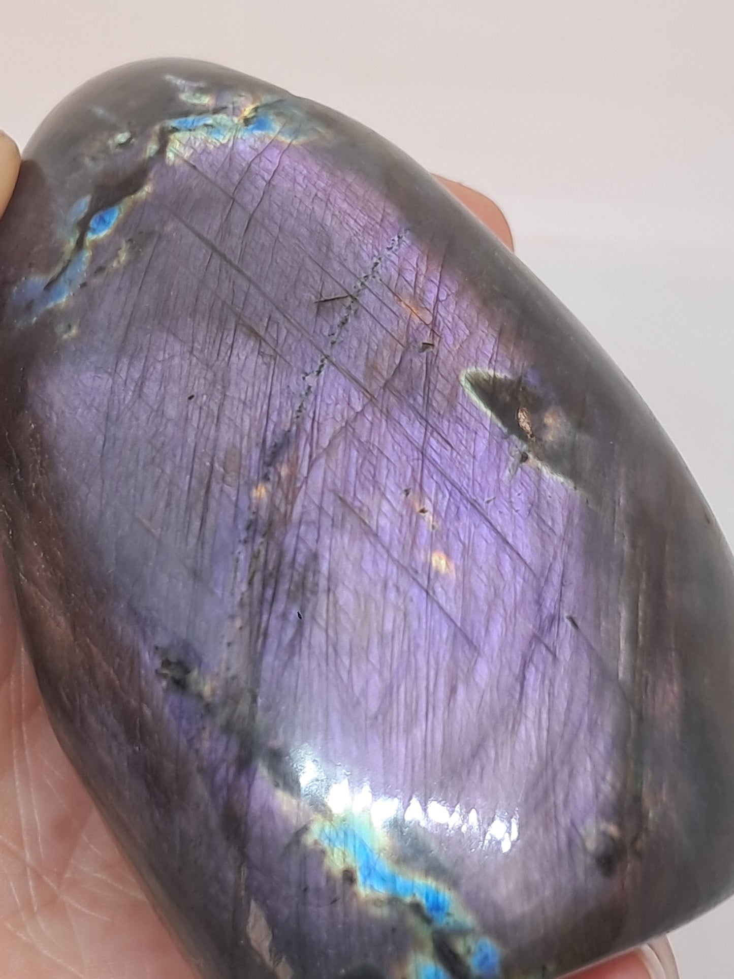 Labradorite |Natural Crystal | Half Polished Half Rough Stone | Purple Red Flash | Good Iridiscence #LB1