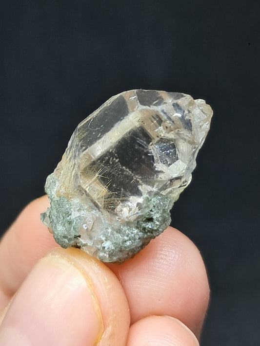 Quartz w/ Chlorite and Golden Rutile Inclusions (Kullu) Rough Stone | Natural Crystal Point | Mineral Specimen #CH48