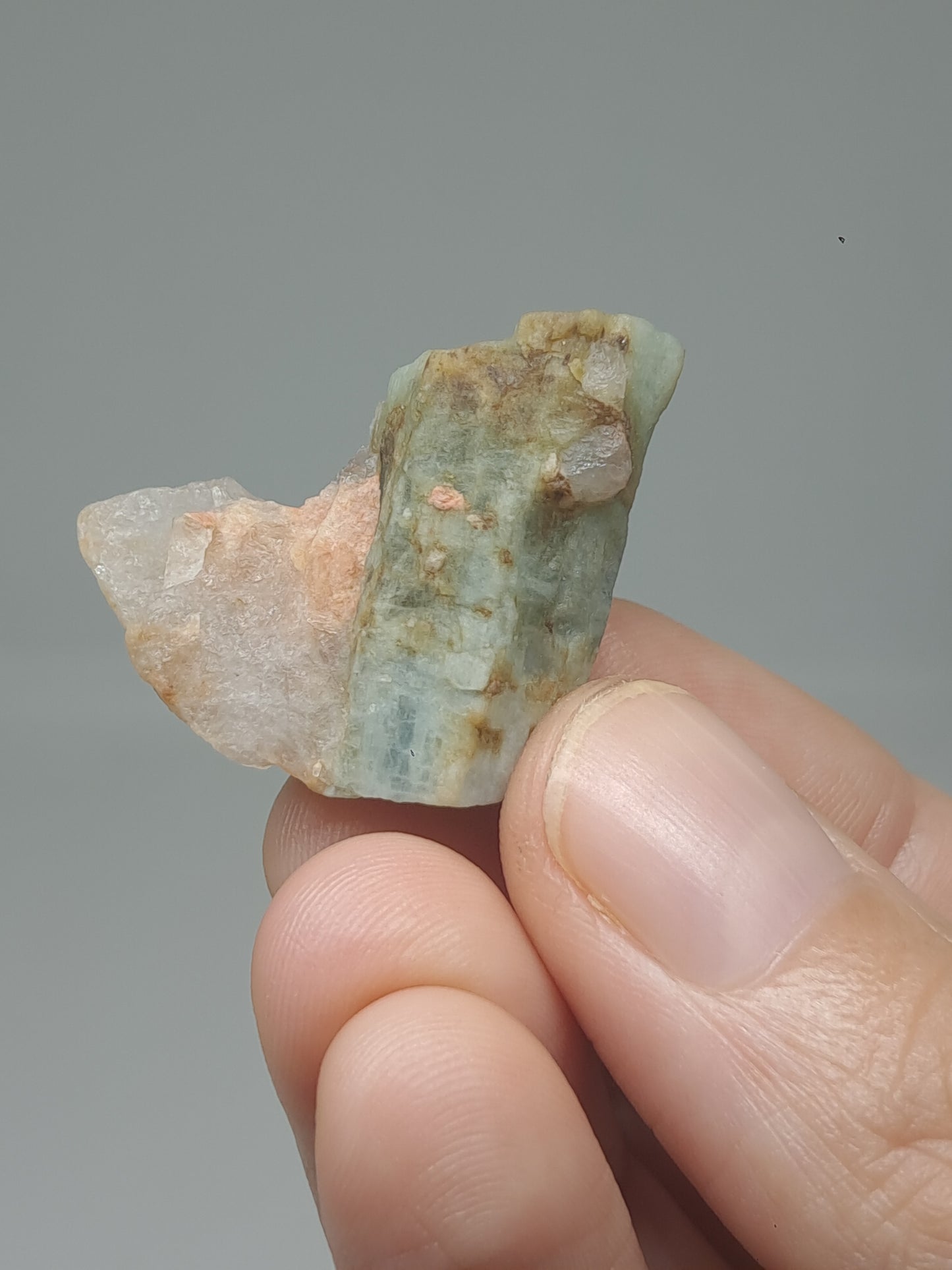 Aquamarine w/ Smokey Quartz (Karur) Rough Natural Crystal | Mineral Specimen #AQM51
