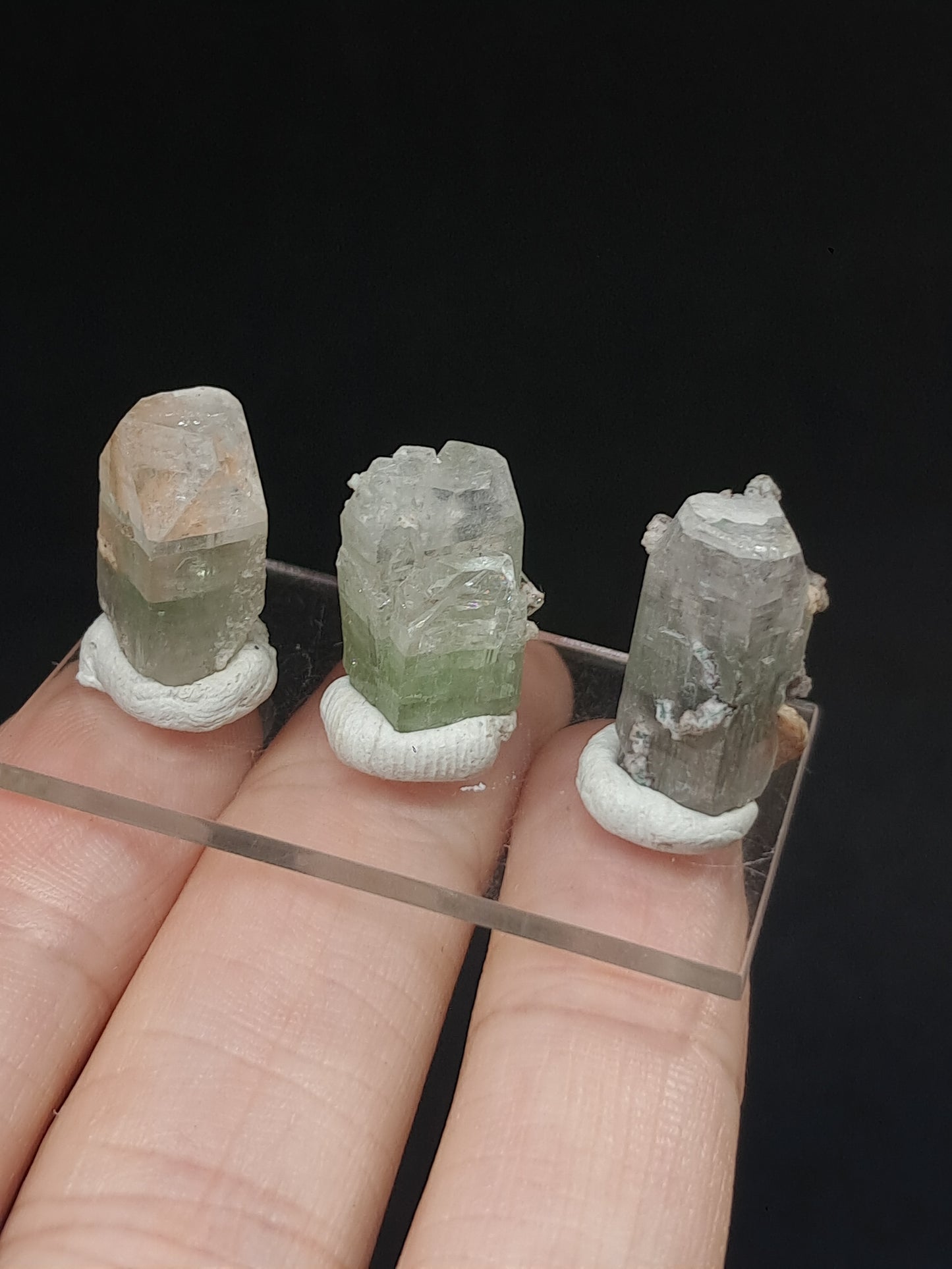 Set of 3 Small Green Apophyllites (Fluorapophyllites) (Ajanta) Rough Natural Crystals | Mineral Specimens #GA49