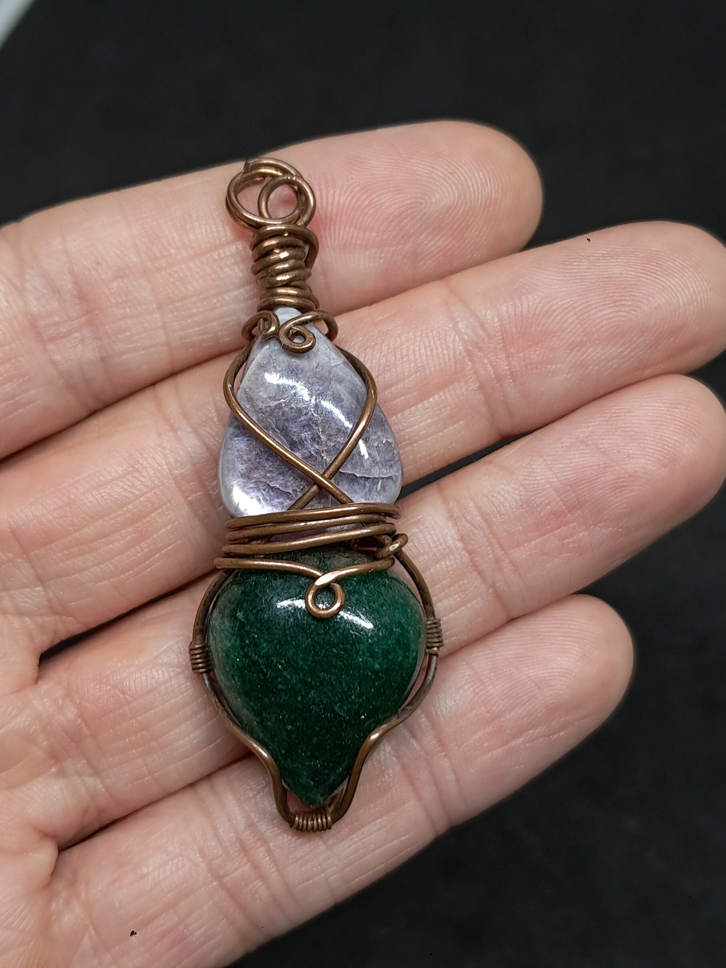 Lepidolite w/ Aventurine Pendant | Handcrafted Jewelry | Unique Necklace #JL48