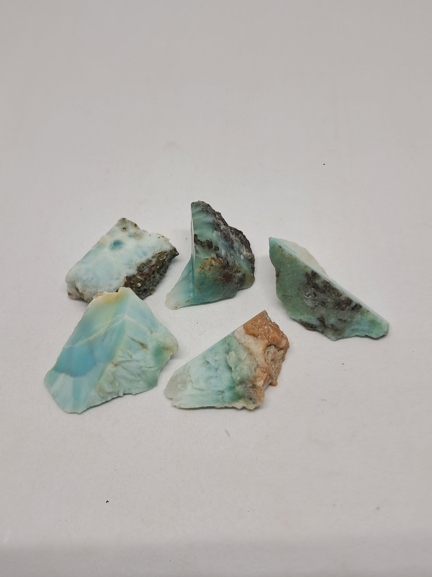 Juego de 5 chips de larimar crudo (República Dominicana) | Piedras naturales #LM22