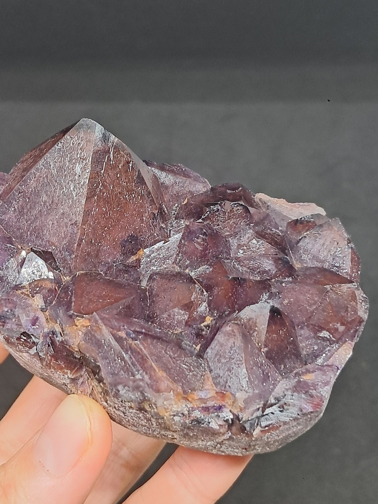 Amethyst Cluster w/ Hematite Inclusions & Record Keepers (Madhya Pradesh) | Mineral Specimen | Natural Stone #AM9