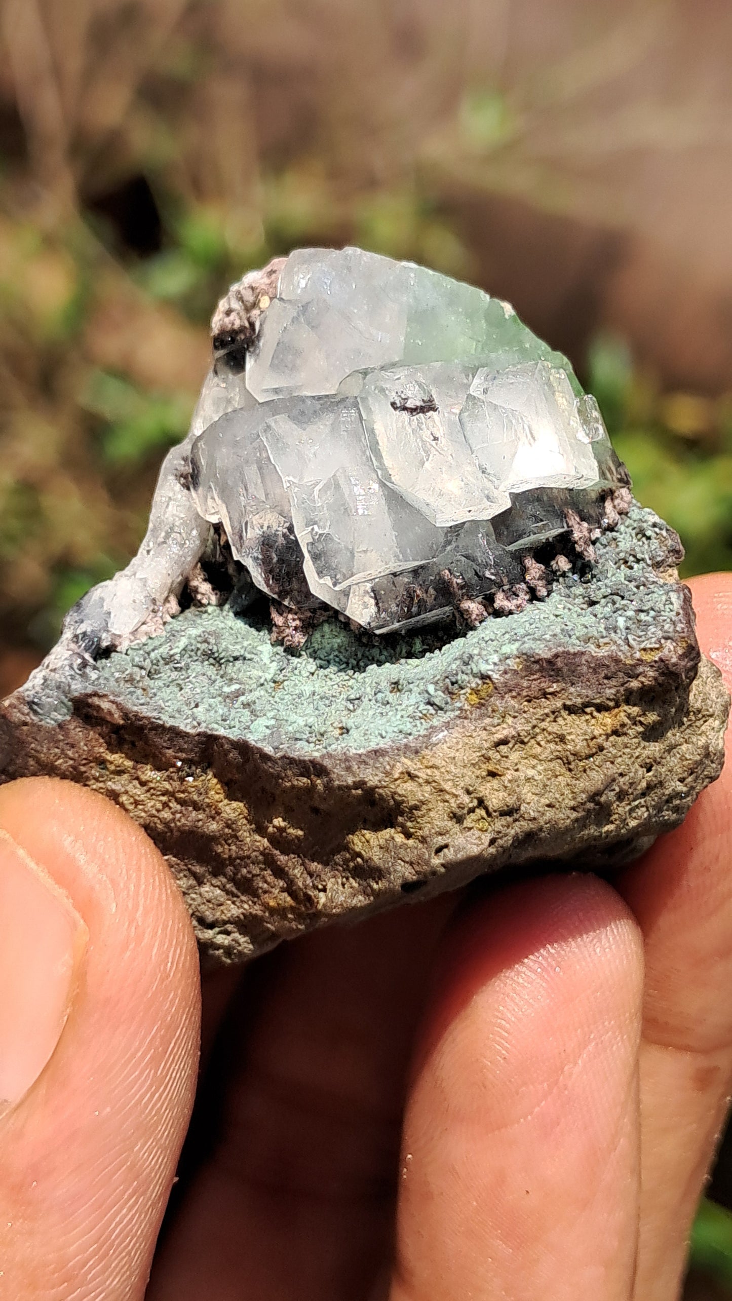 Apofilita Verde (Fluorapofilita) en Matriz (Ajanta) Cristal Natural | Muestra Mineral #GA21