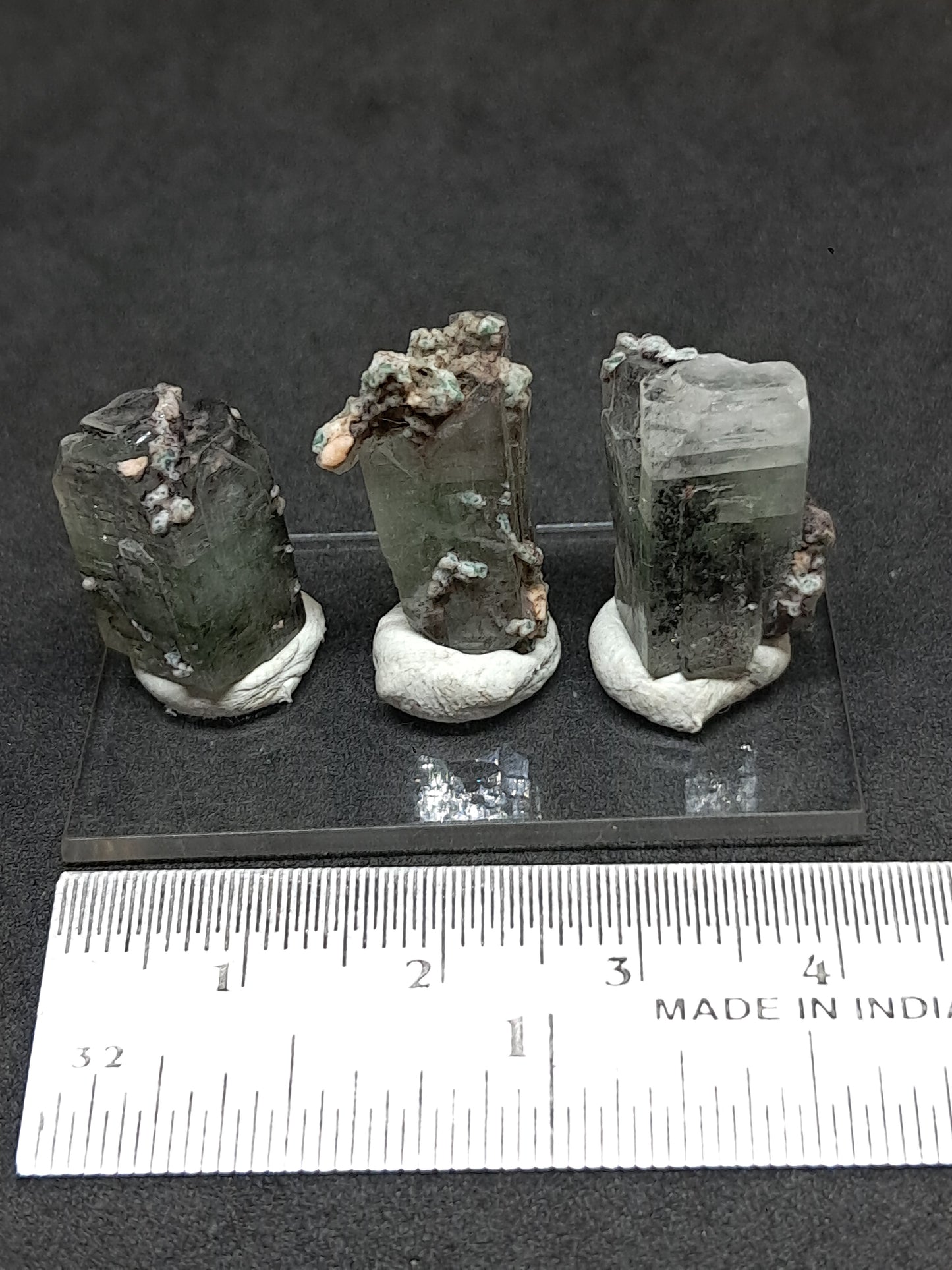 Set of 3 Small Green Apophyllites (Fluorapophyllites) (Ajanta) Rough Natural Crystals | Mineral Specimens #GA47