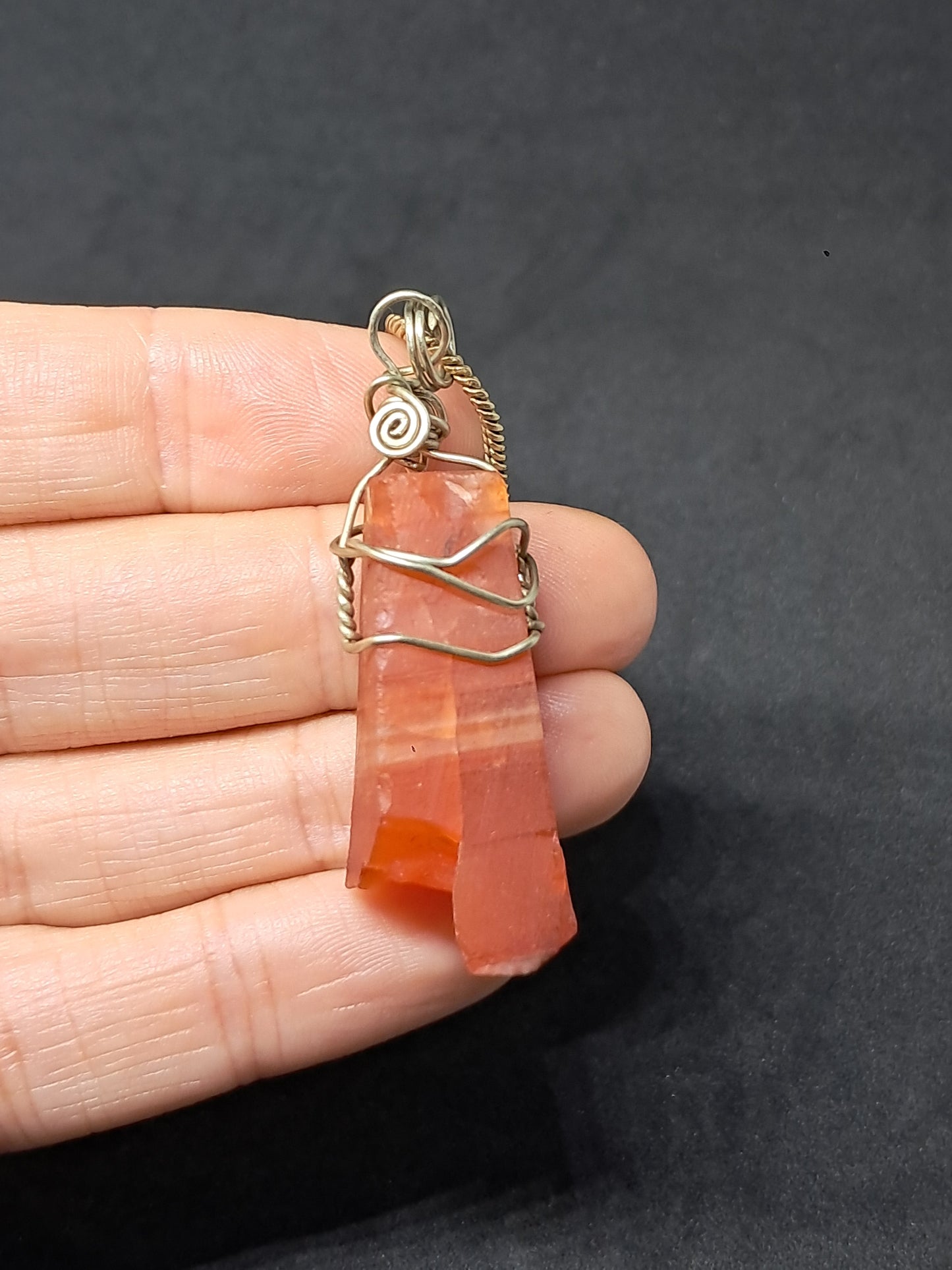 Rough Carnelian Pendant | Handcrafted Jewelry | Necklace | Unisex #JL37