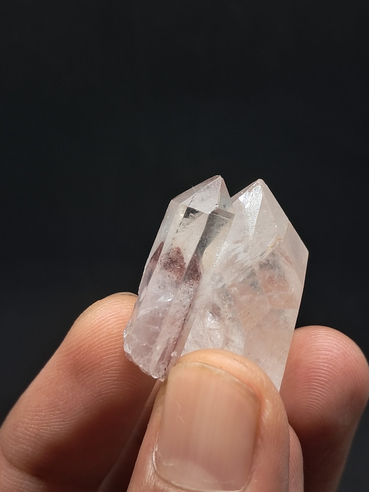 Cuarzo Fantasma Hematita (Telangana) Cristal Natural | Ejemplar Mineral | Puntas Fusionadas | Cara "Ventana" #HPQ36