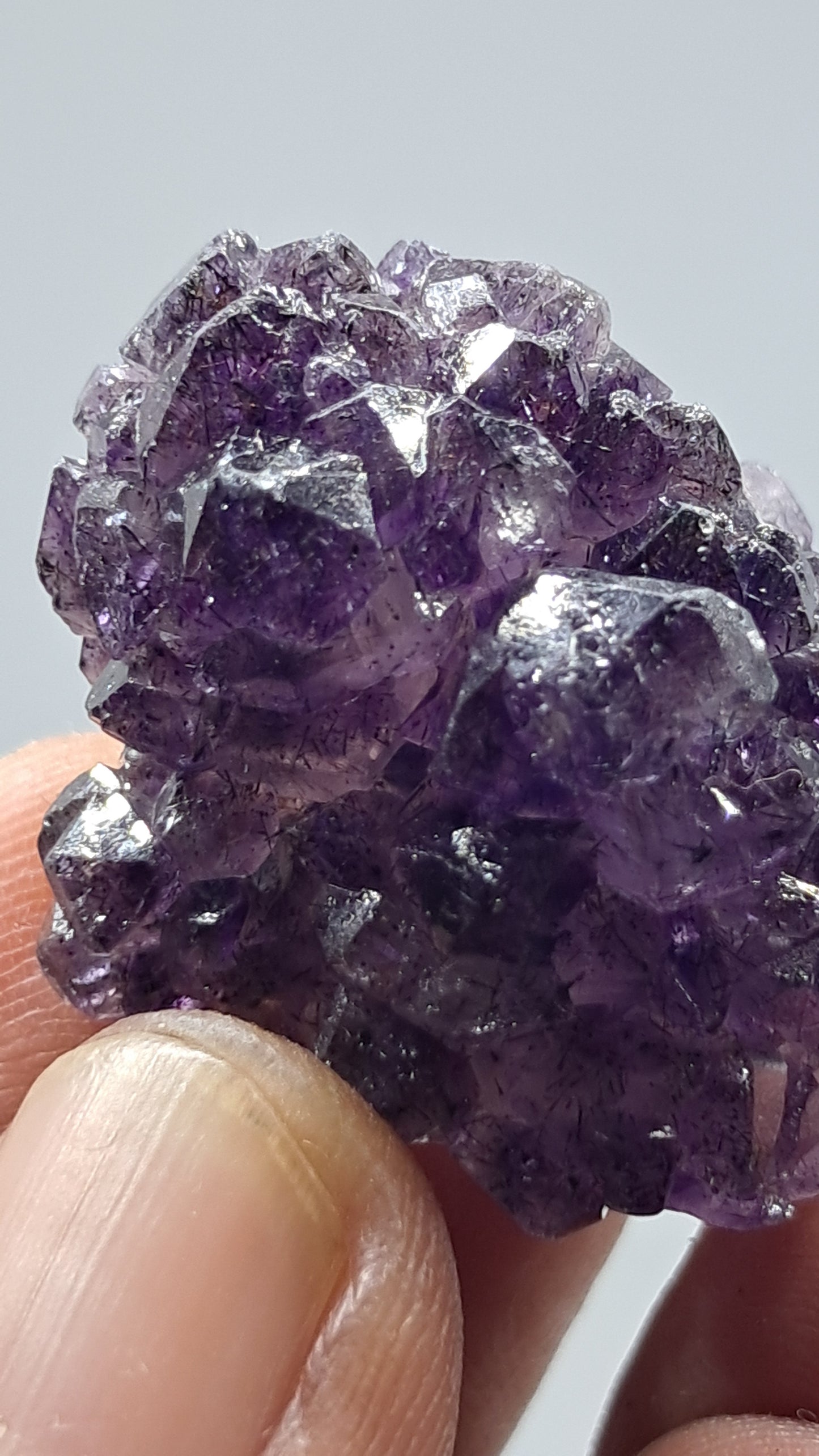 Amatista Elestial Morada Profunda | Inclusiones de Hematita Goethita Rutilo | Cristal Natural | Espécimen Mineral #KA200