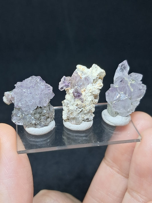 Set of 3 Amethyst from Karur | Natural Crystals | Mineral Specimen | Flower Scepter Herkimer Formation #KA166
