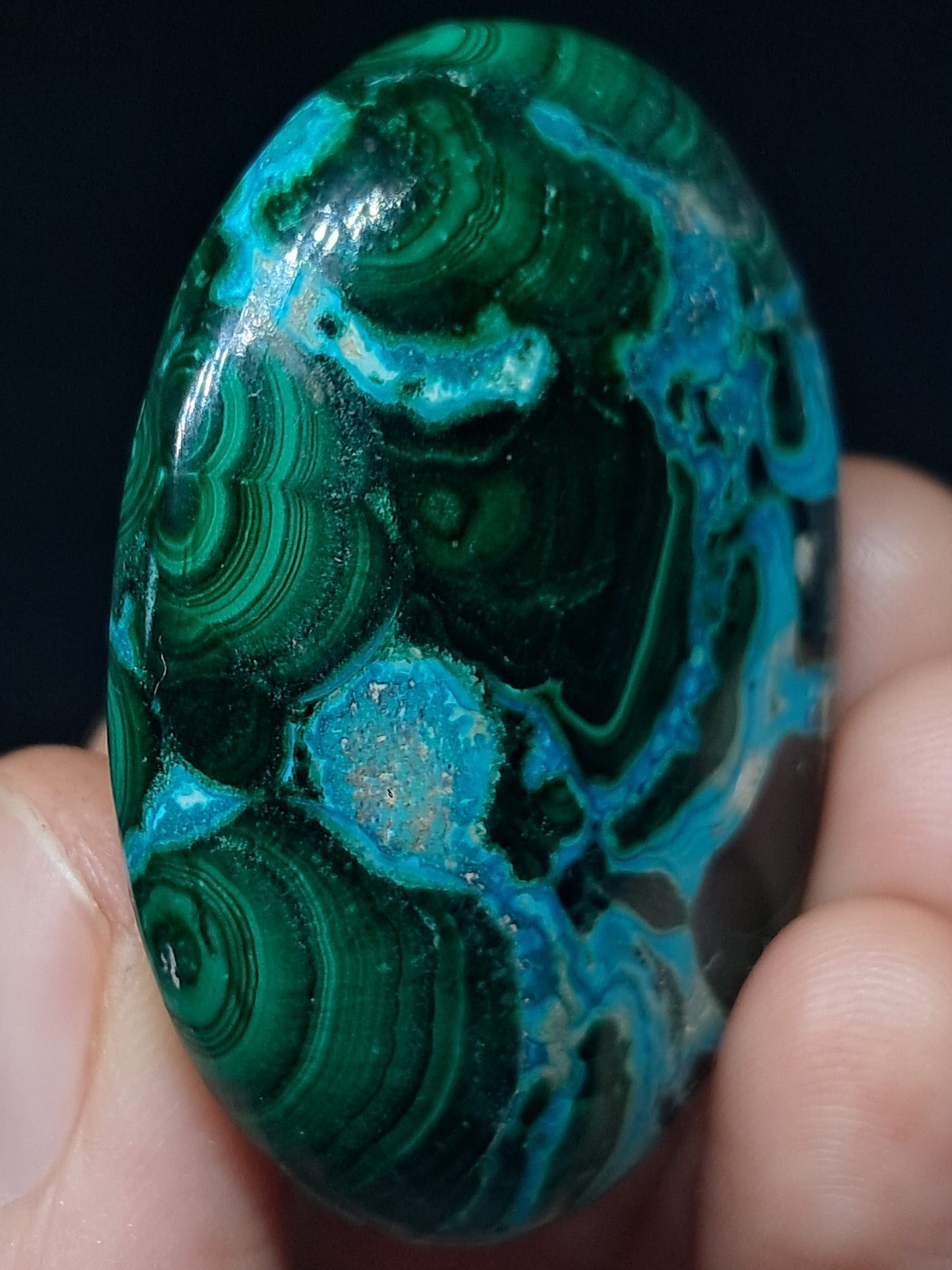 Chrysocolla w/ Malachite Palmstone | Good Quality Natural Stone