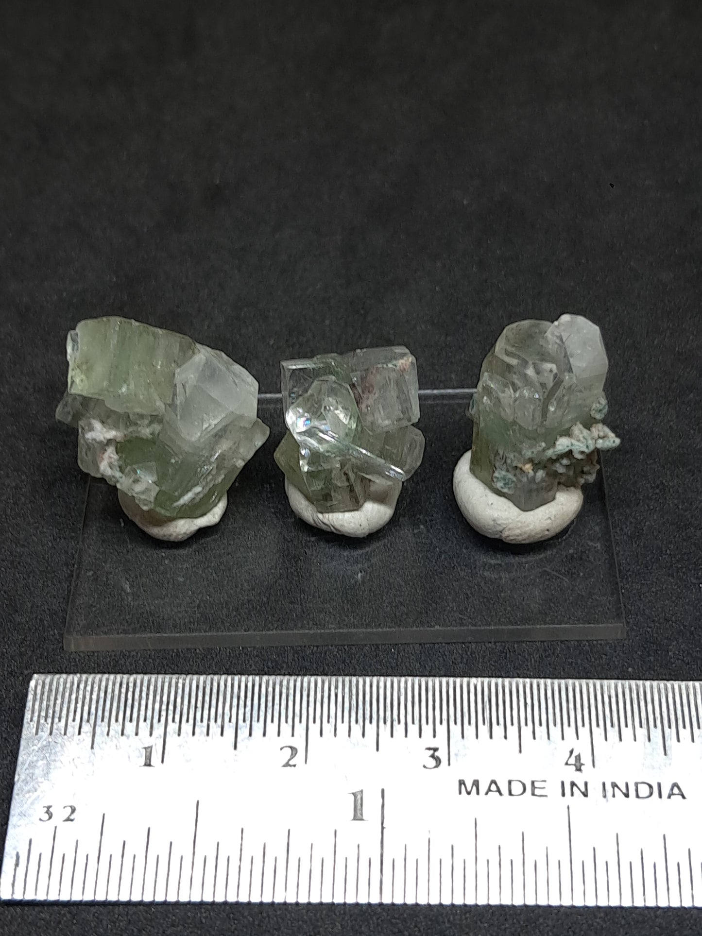 Set of 3 Small Green Apophyllites (Fluorapophyllites) (Ajanta) Rough Natural Crystals | Mineral Specimens #GA54