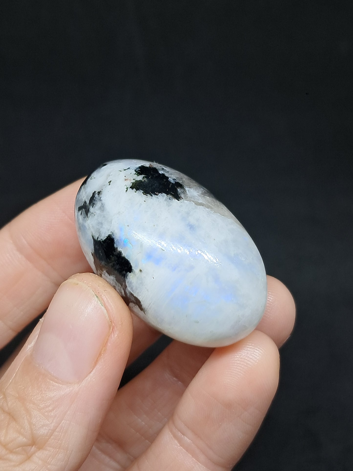 Rainbow Moonstone Shivalingam | White Labradorite | Natural Polished Stone