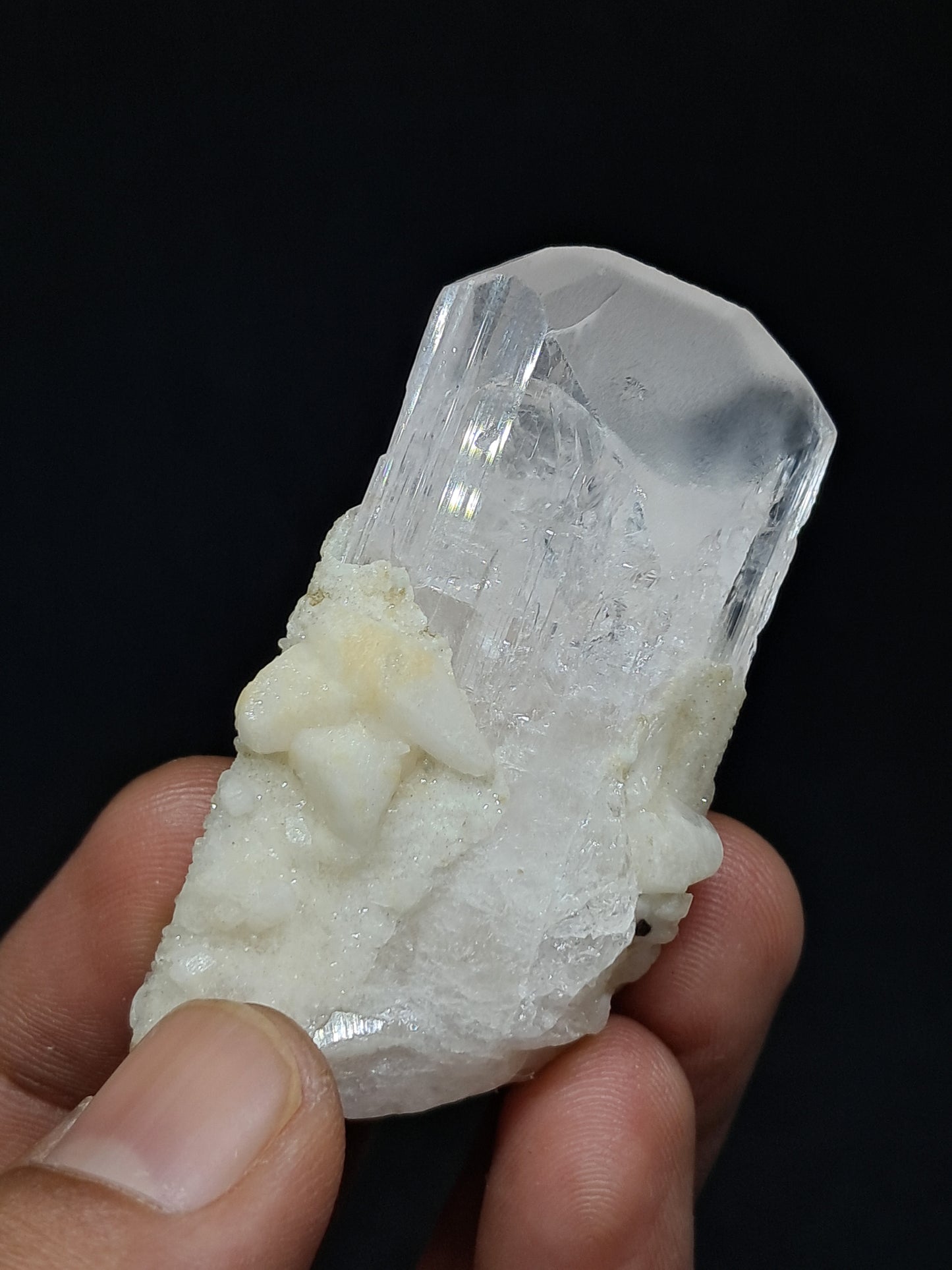 Danburite Natural Crystal (Mexico) w/ UV-reactive Calcite #DNB2