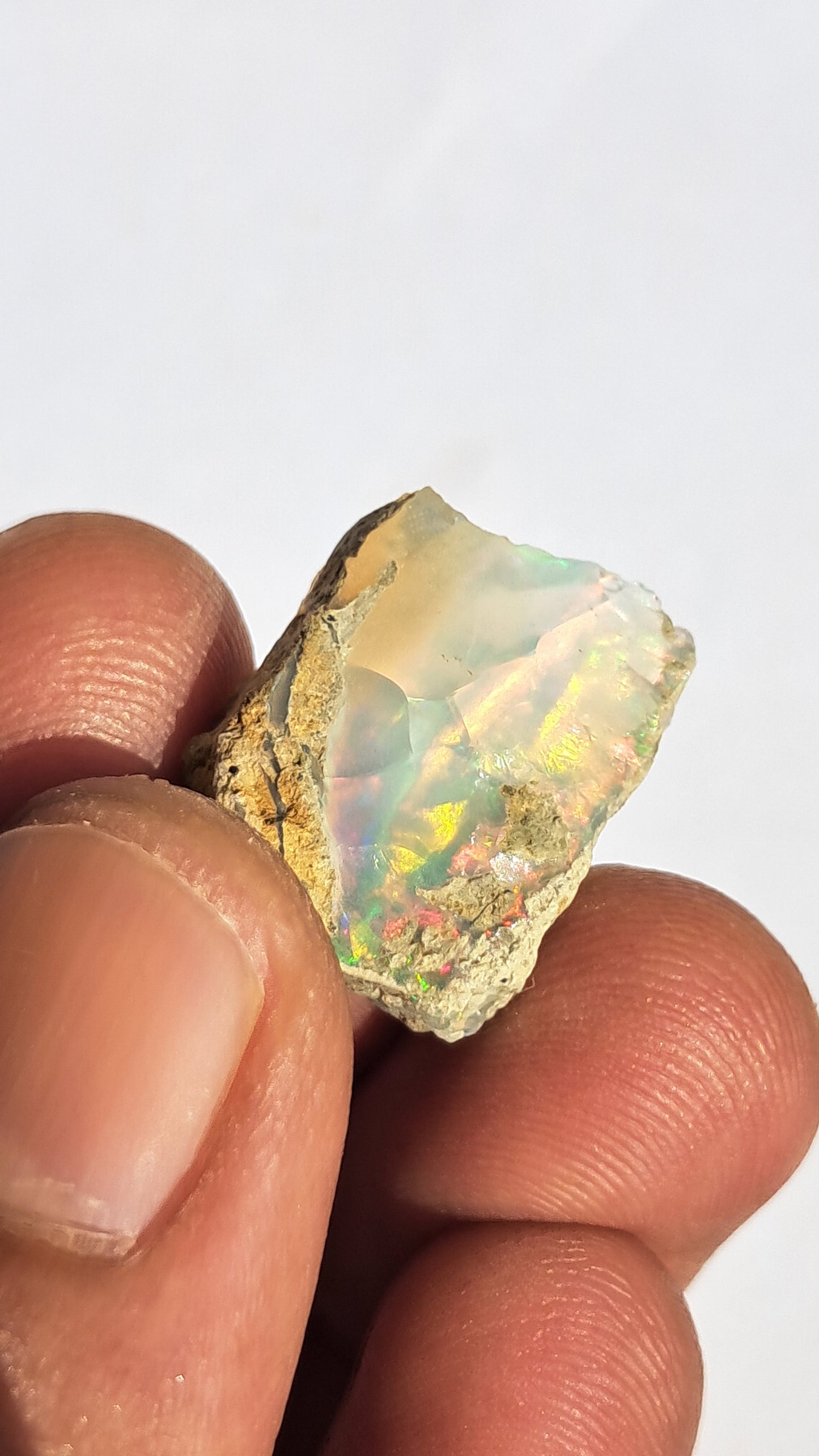 Natural Ethiopian Opal Rough | White Hydrophane Opal with Bright Play of Color #OP9