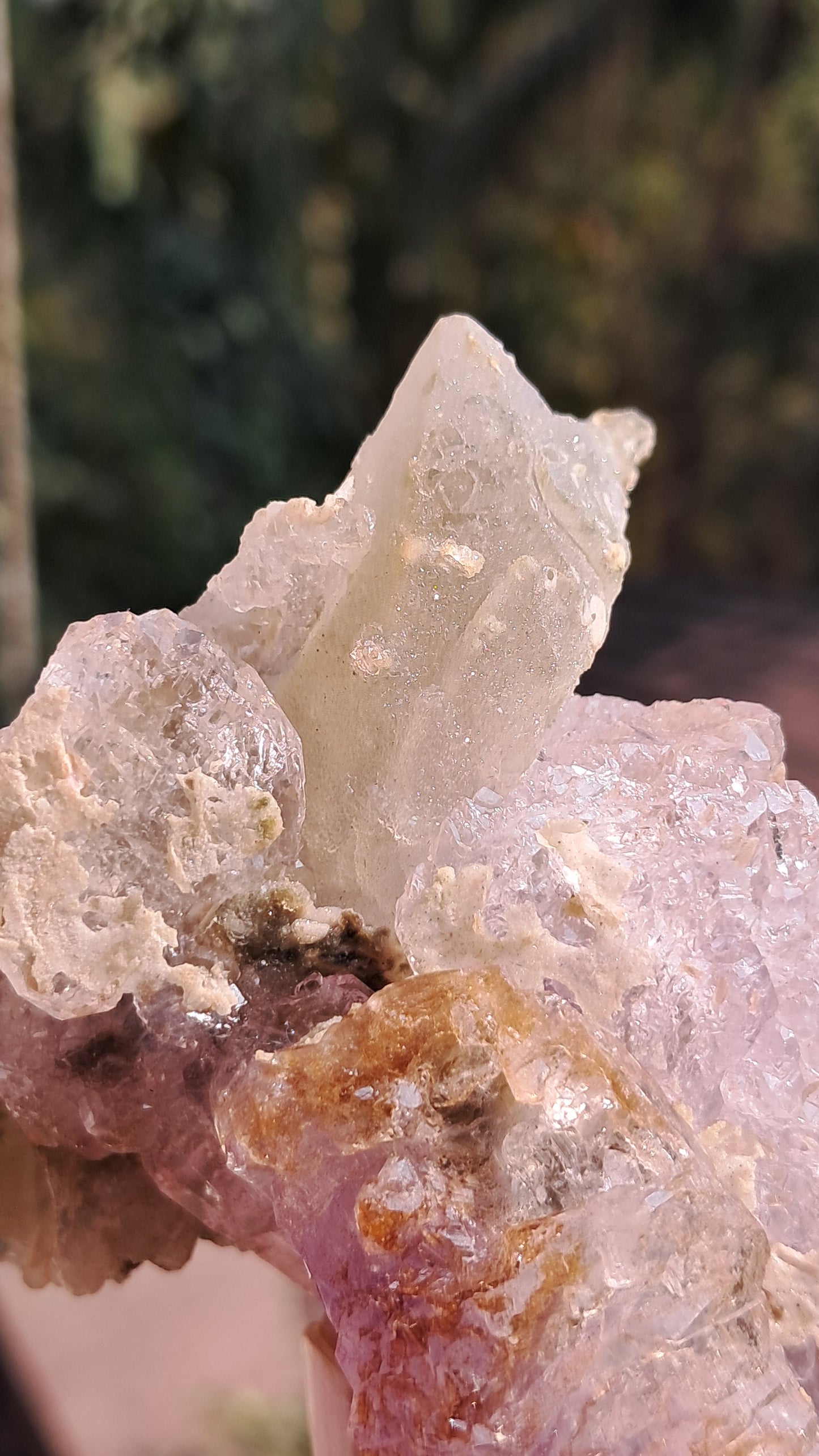 Karur Amethyst Scepter Flower w/ UV-Reactive Calcites and Quartz | Rare Sunburst Formation | Mineral Specimen #KA182