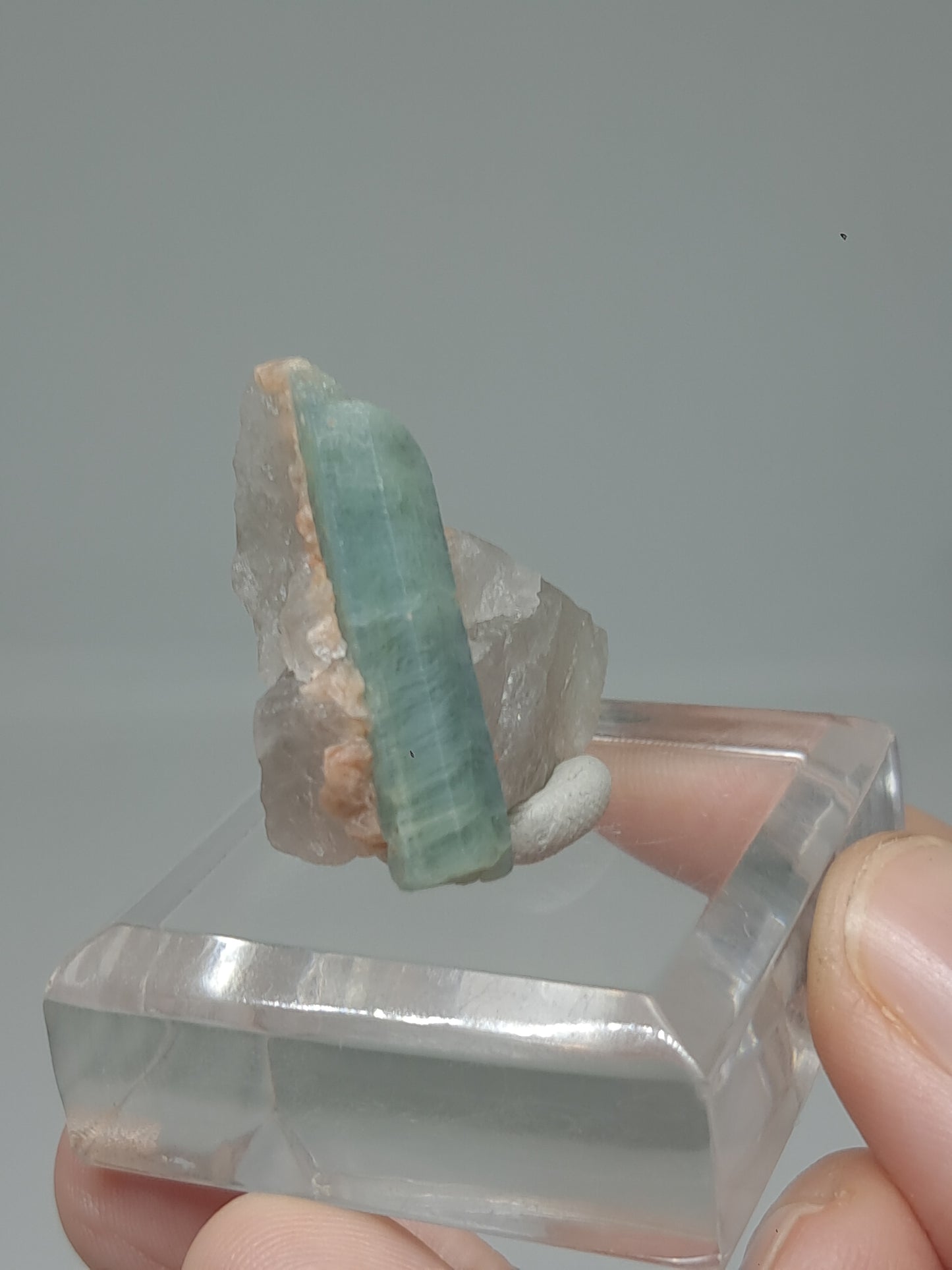 Aquamarine on Smokey Quartz (Karur) Rough Natural Crystal | Mineral Specimen #AQM50