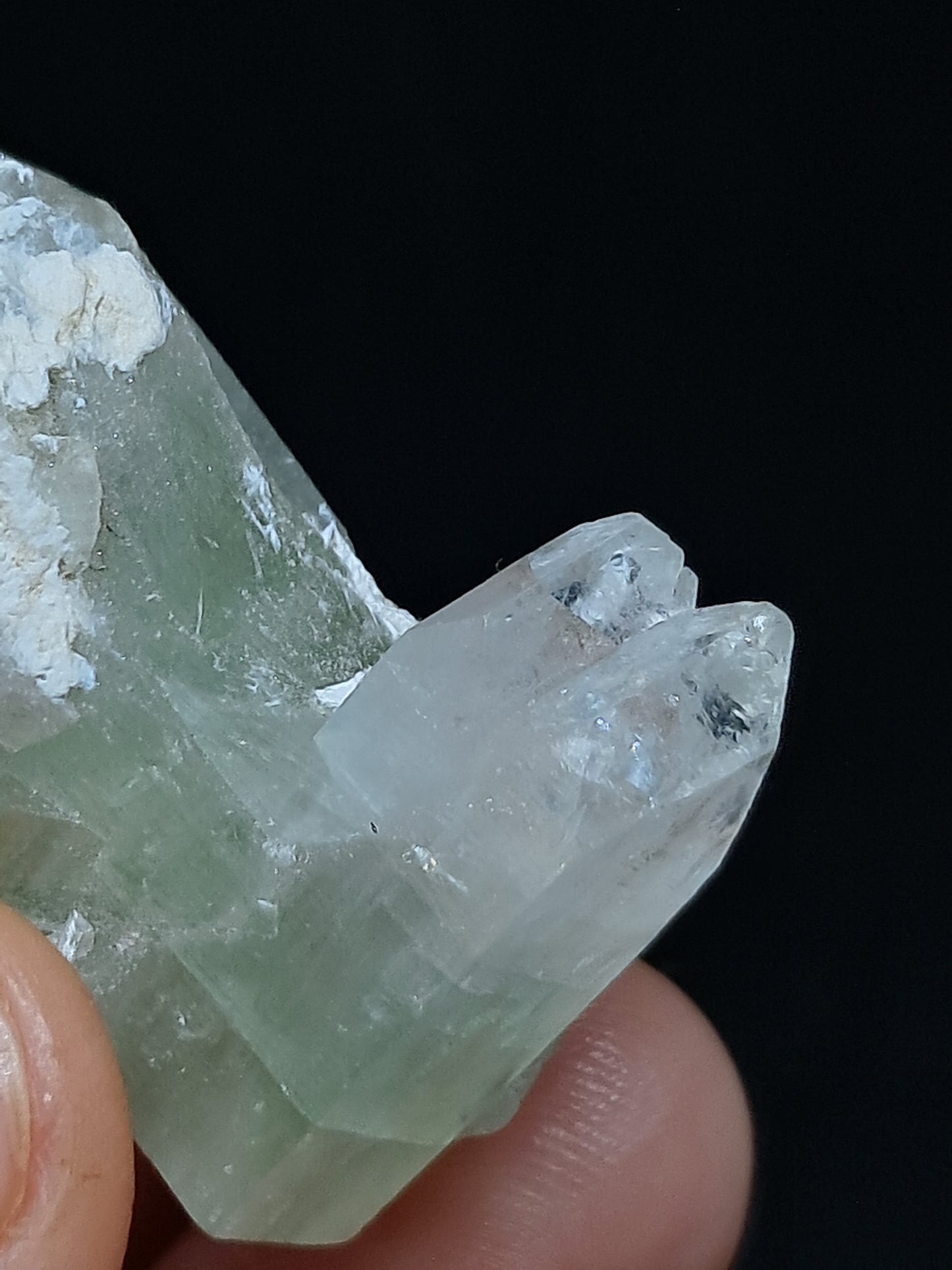 Green Apophyllite Crystal w/ Okenite (Ajanta) Natural Point | Mineral Specimen #AP62