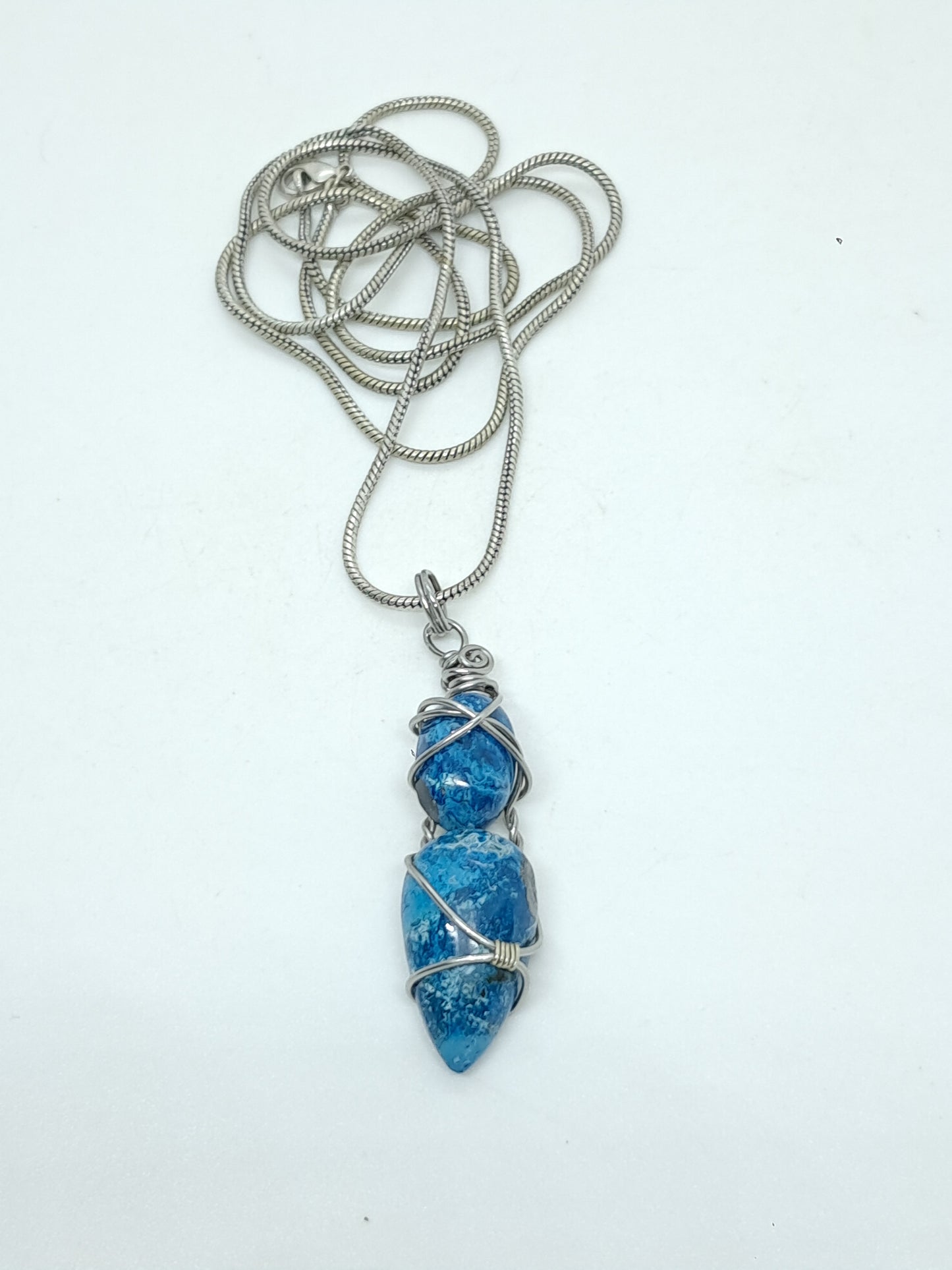Azurite w/ Chrysocolla Double Cabochon Pendant | Handcrafted Jewelry | Unique Necklace #JL52