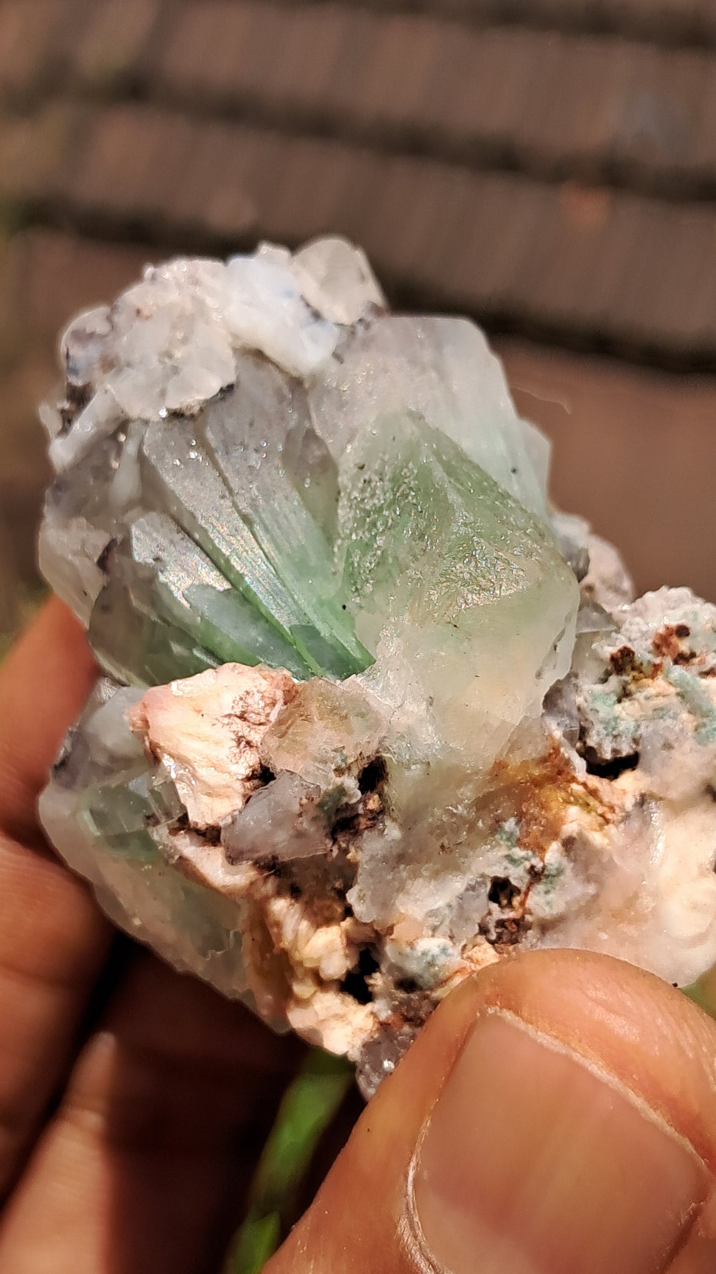 Apofilita Verde (Fluorapofilita) en Matriz (Ajanta) Cristal Natural | Muestra Mineral #GA24
