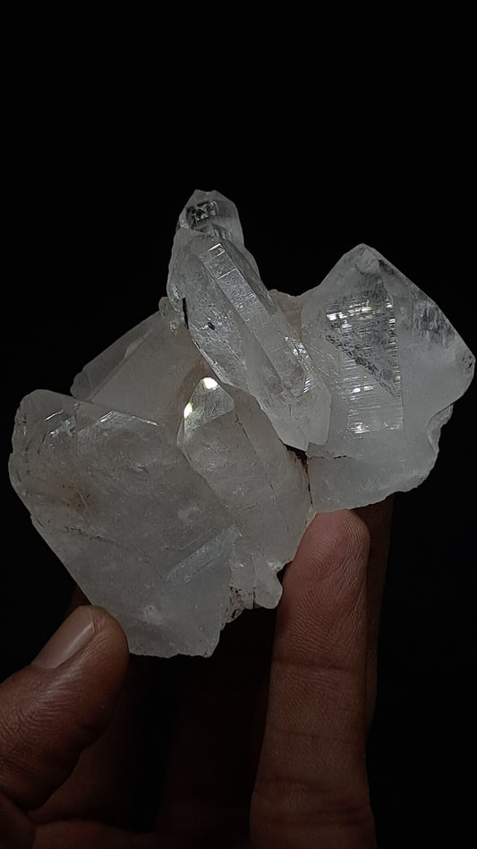 Himalayan Clear Quartz (Kullu) Natural Cluster | Black Rutile Inclusions | Double Termination #CH91