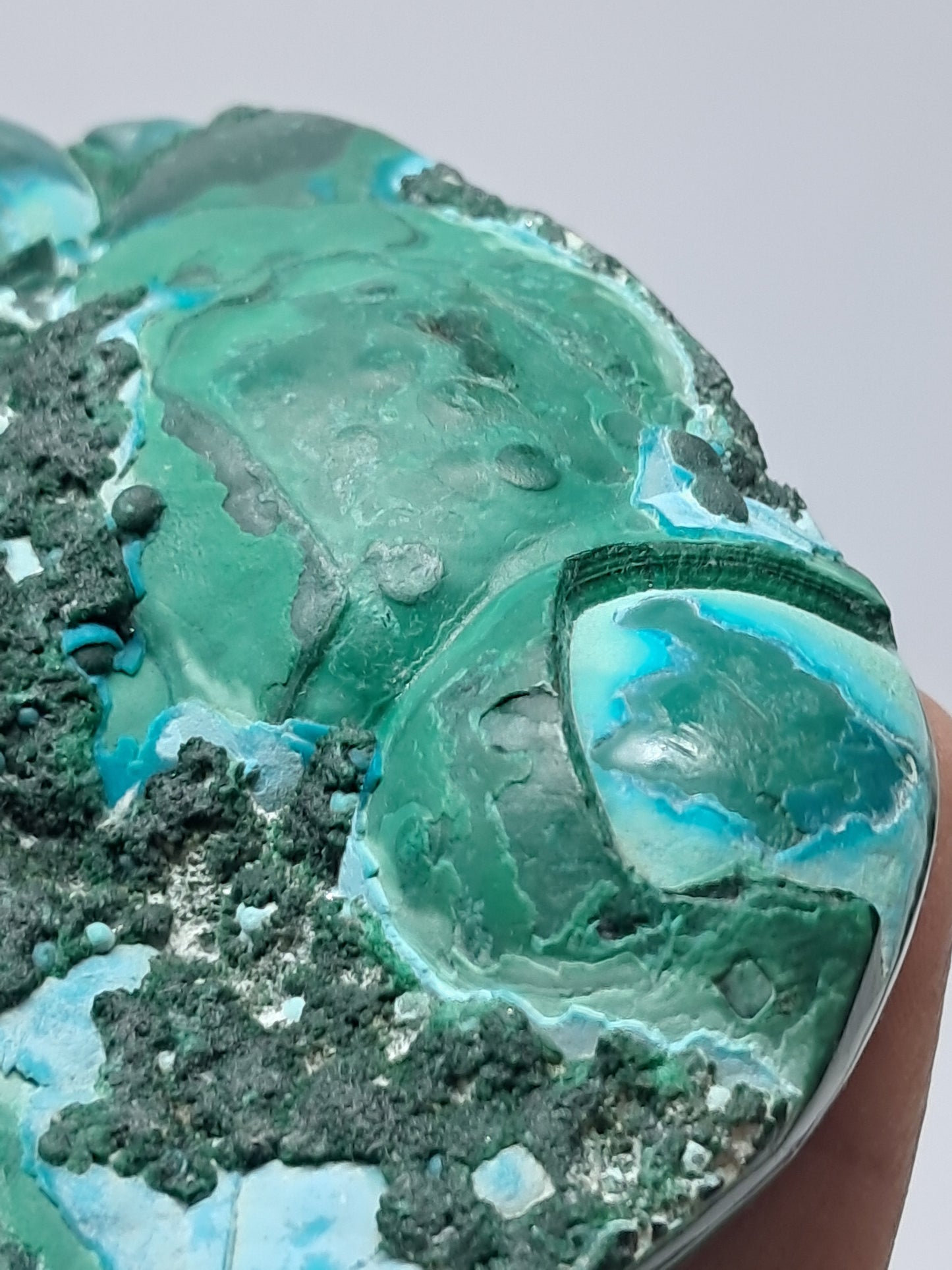 Malaquita con crisocola | Mitad pulida, mitad bruta | Piedra natural | Tamaño grande | Hermosos diseños #CM18