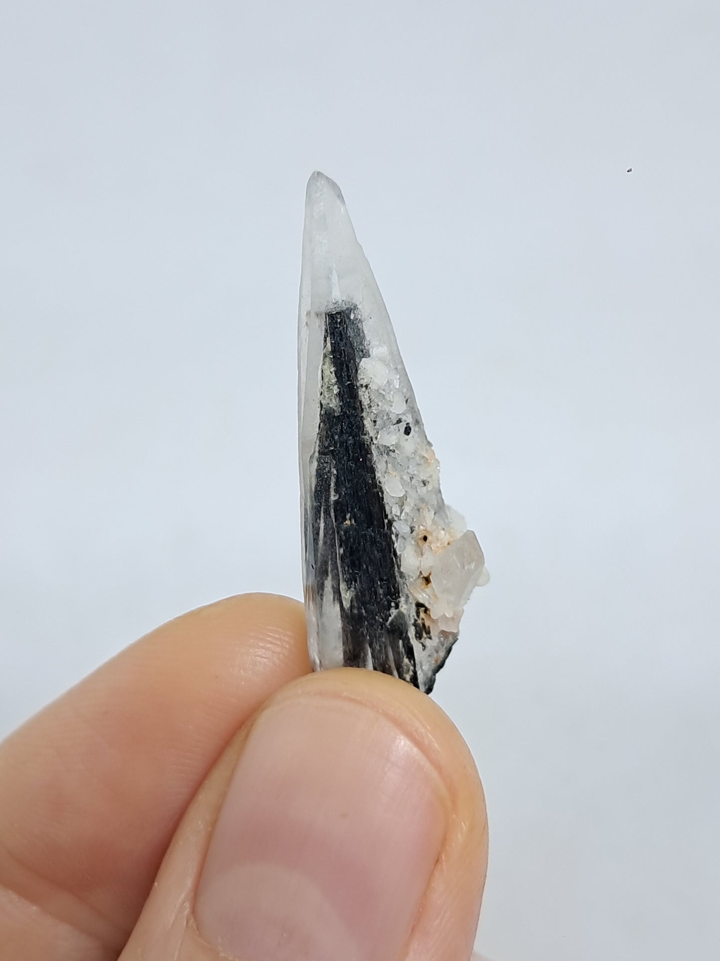 Tourmalinated Quartz Crystal Point (Karur) Natural Stone | Mineral Specimen #TQ26