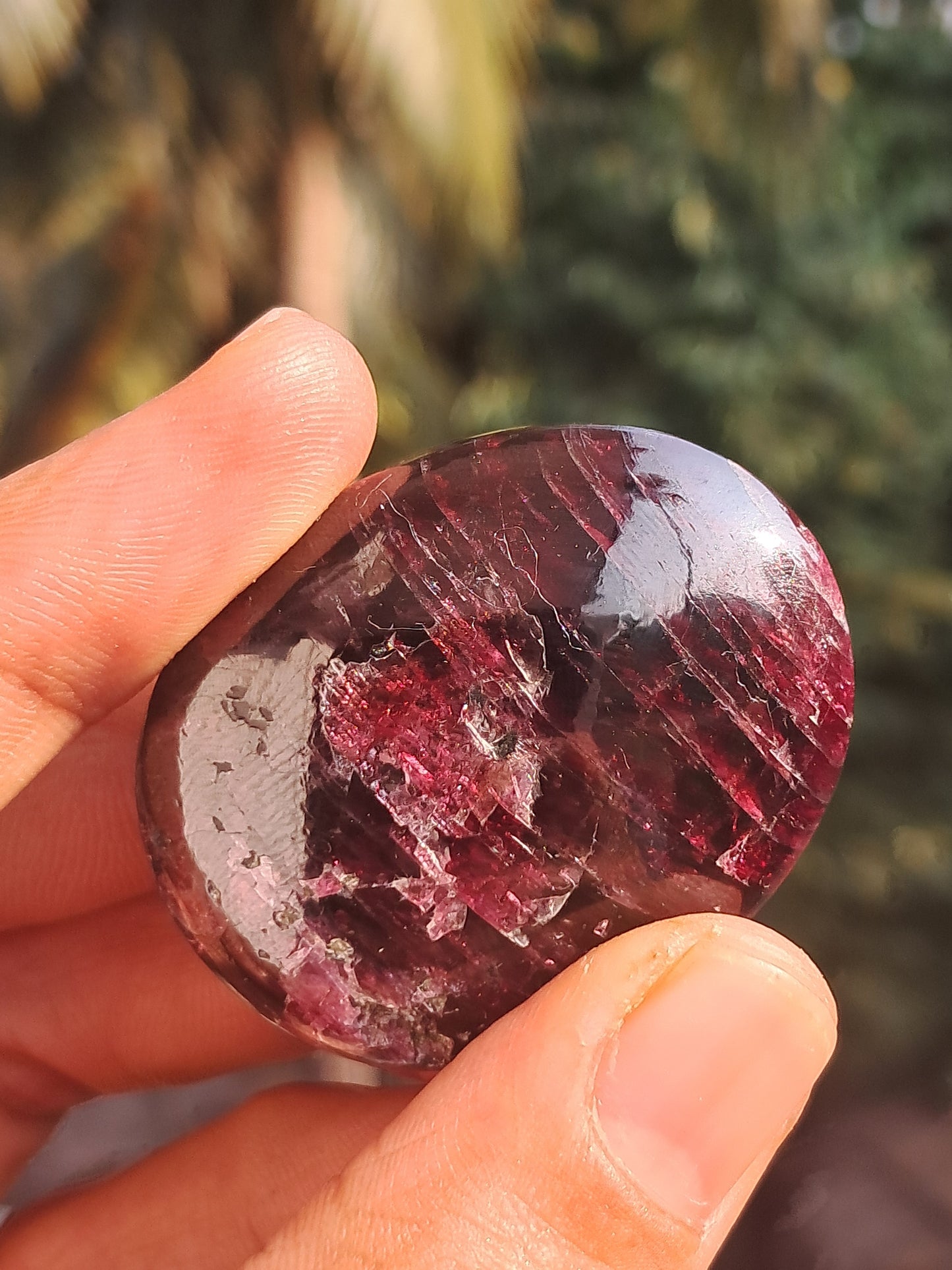 Piedra de palma de granate rojo | Piedra natural pulida #GR3