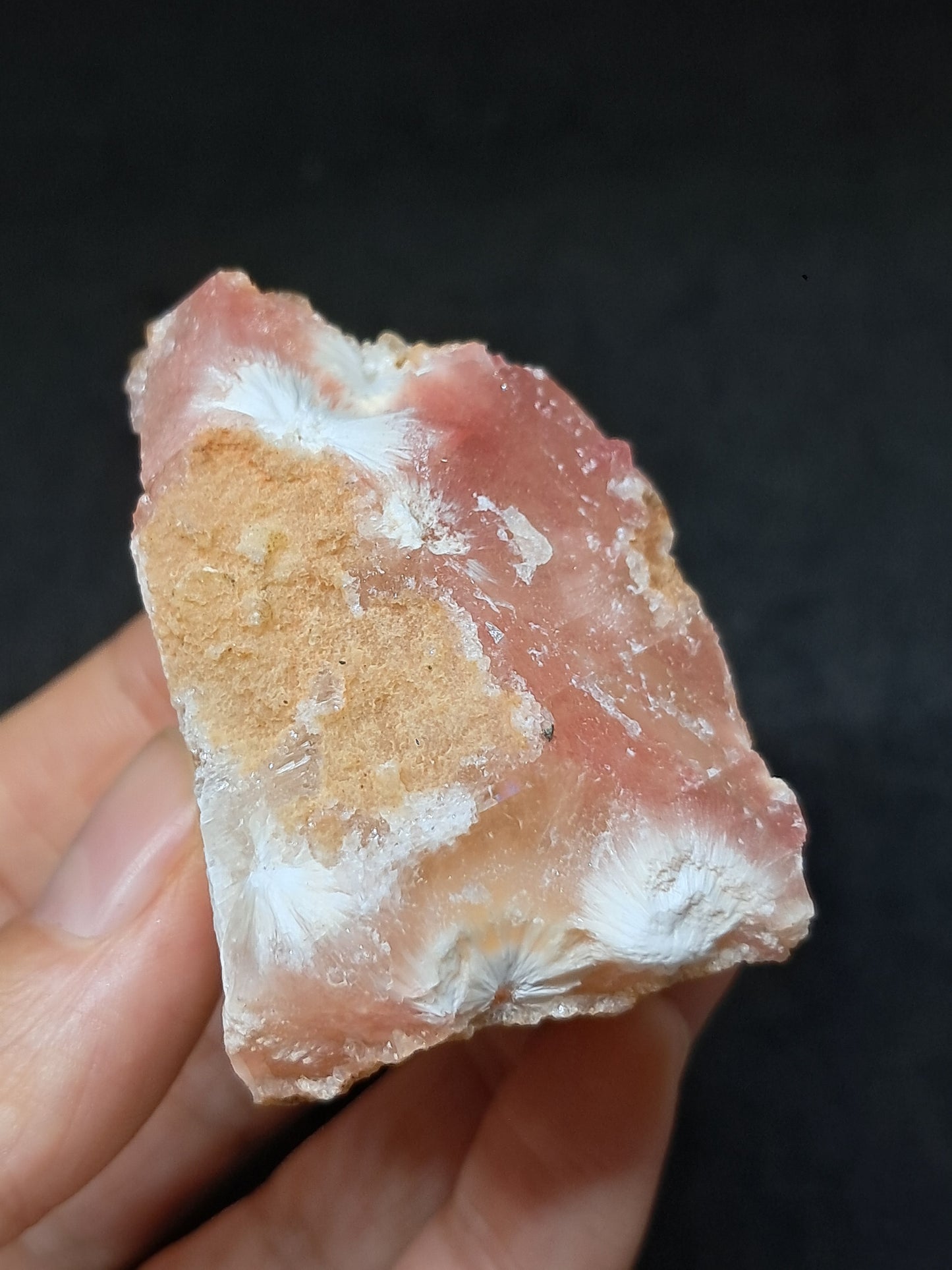 Calcita rojiza/rosa con mesolita *Hallazgo raro* (Pithampur) Cristal natural | Piedra en bruto | Espécimen mineral #CA36