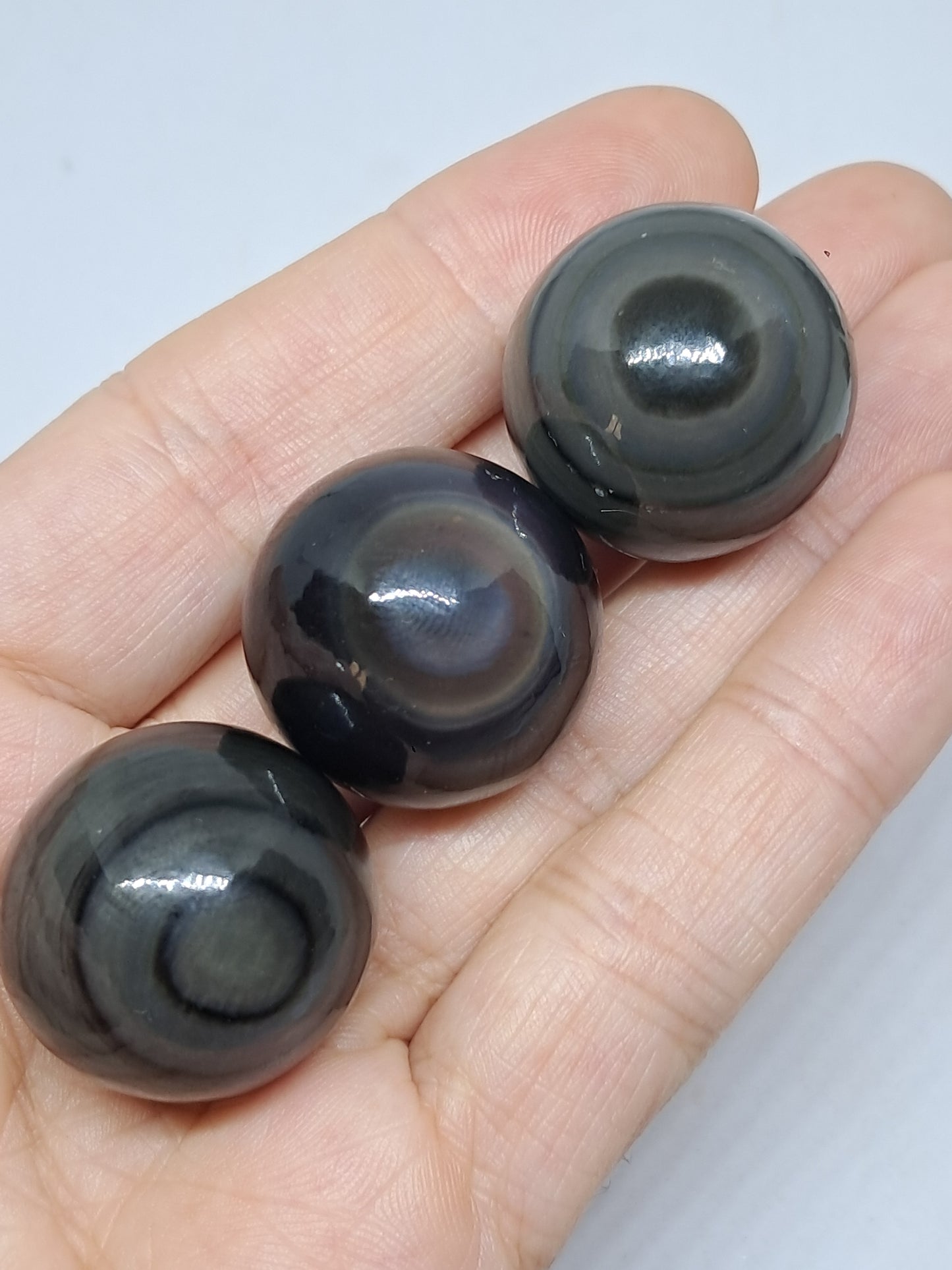 Esferas de obsidiana arcoíris (México) Colores concéntricos | Patrón de ojo | Cristales naturales pulidos #RO3