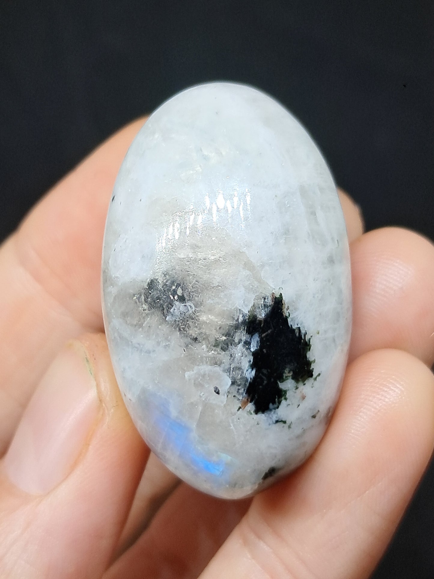 Rainbow Moonstone Shivalingam | White Labradorite | Natural Polished Stone