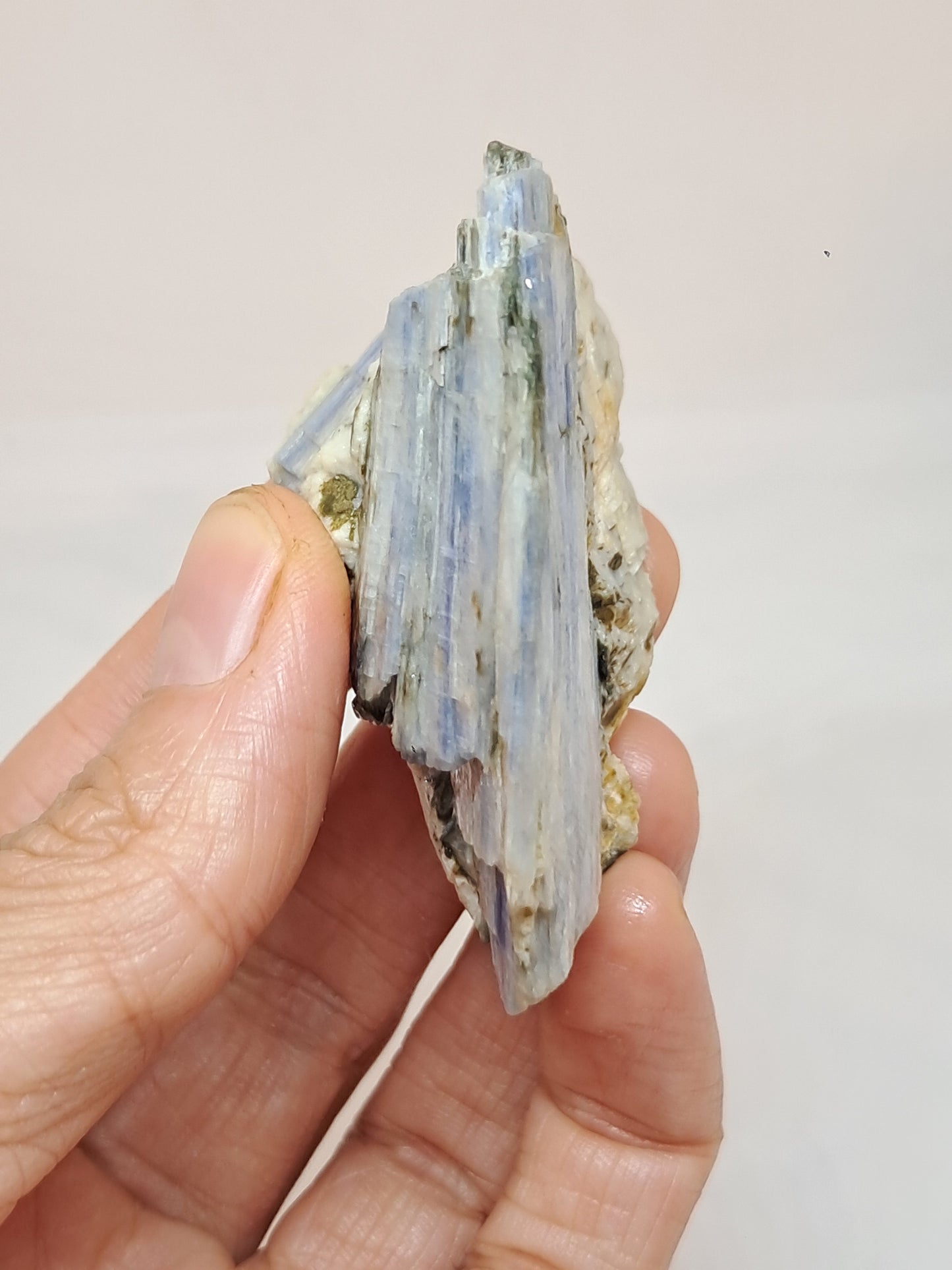 Blue Kyanite on Feldspar (Tamil Nadu) Natural Mineral Specimen #KY3