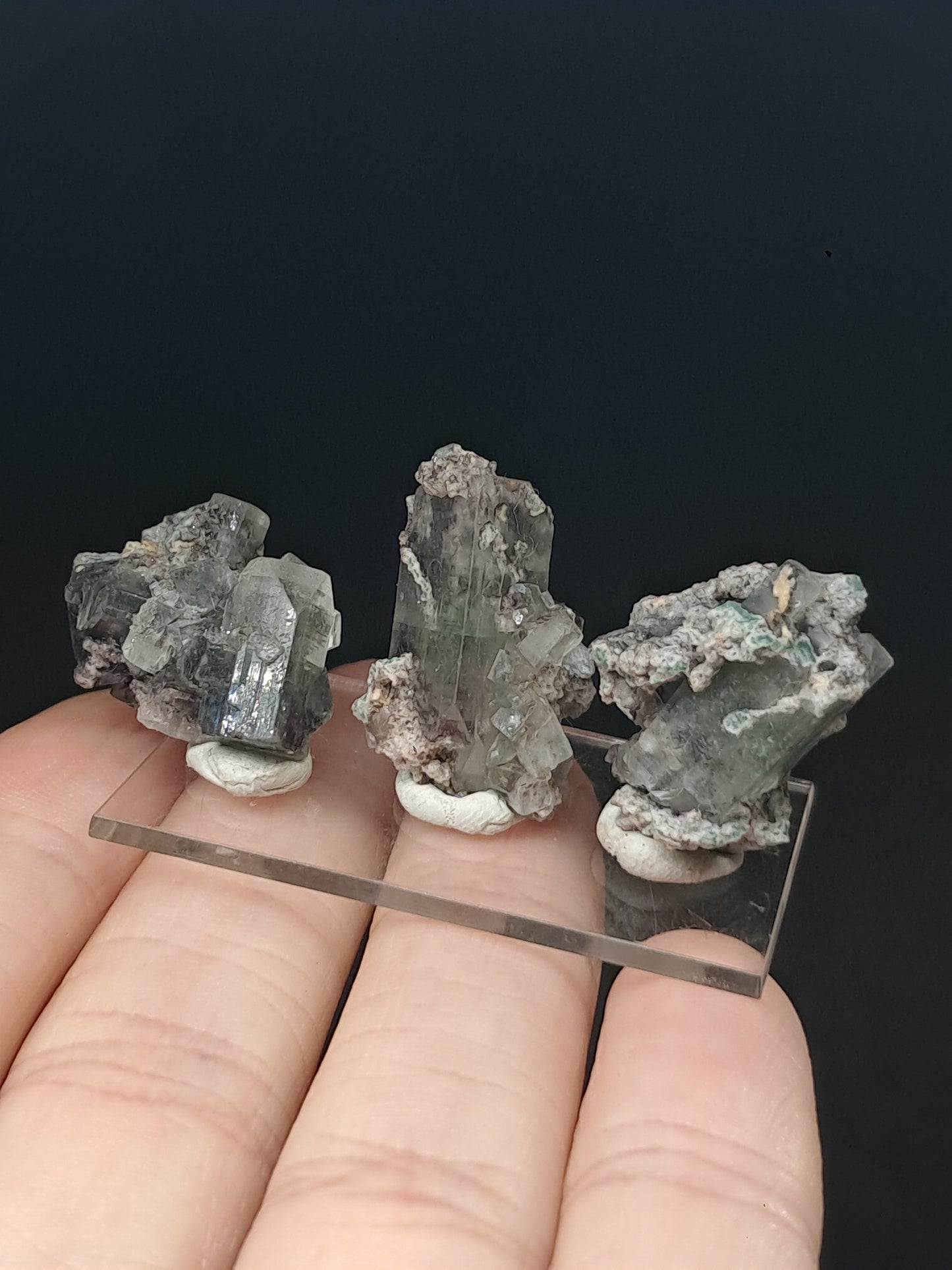 Set of 3 Small Green Apophyllites (Fluorapophyllites) (Ajanta) Rough Natural Crystals | Mineral Specimens #GA52