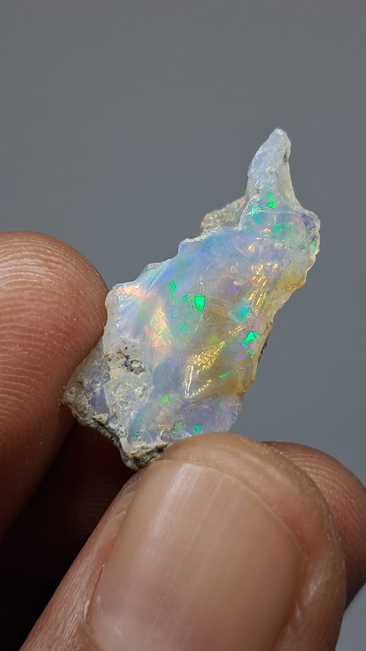 Natural Ethiopian Opal Rough | White Hydrophane Opal with Bright Play of Color #OP25