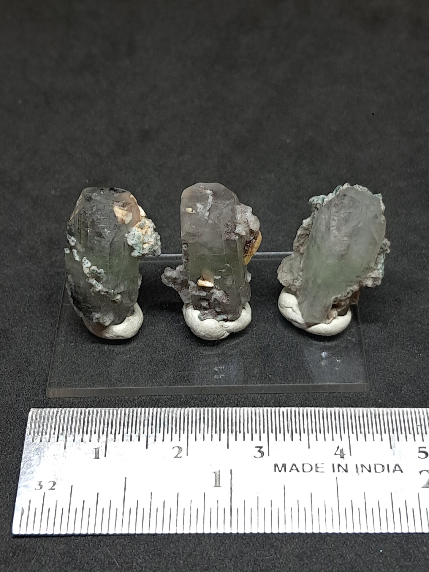Set of 3 Small Green Apophyllites (Fluorapophyllites) (Ajanta) Rough Natural Crystals | Mineral Specimens #GA55