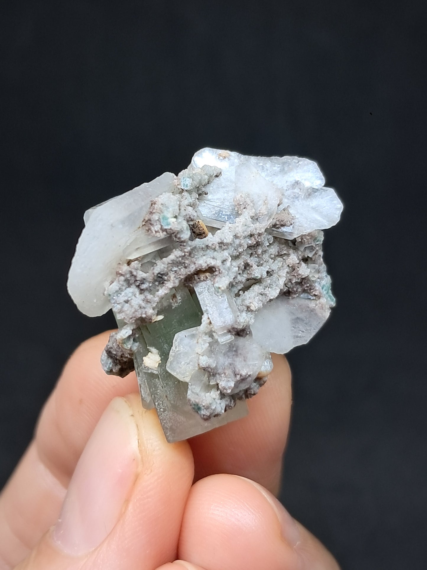 Green Apophyllite w/ Stilbite (Fluorapophyllite) (Ajanta) Natural Crystal | Mineral Specimen #GA44