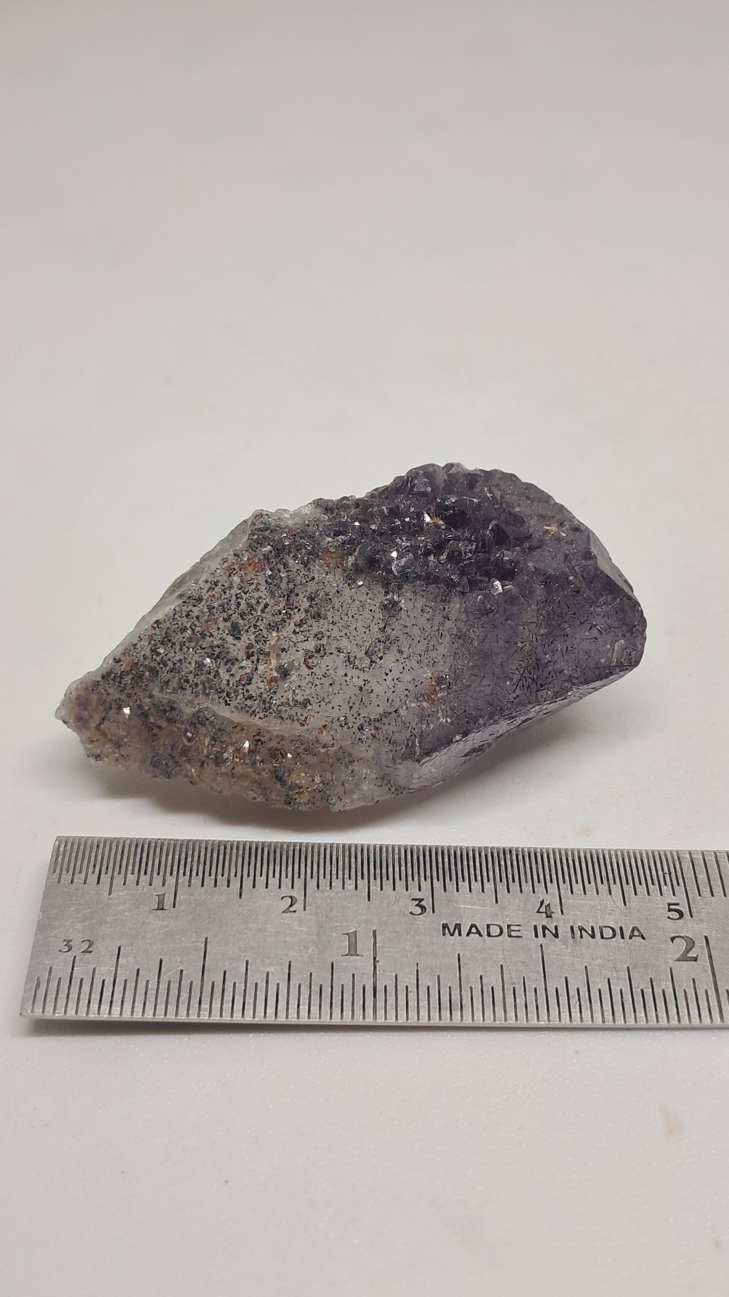 Amatista Elestial sobre Pseudomorfo de Cuarzo | Inclusiones de Hematita Goethita Rutilo | Cristal Natural | Muestra Mineral #KA192