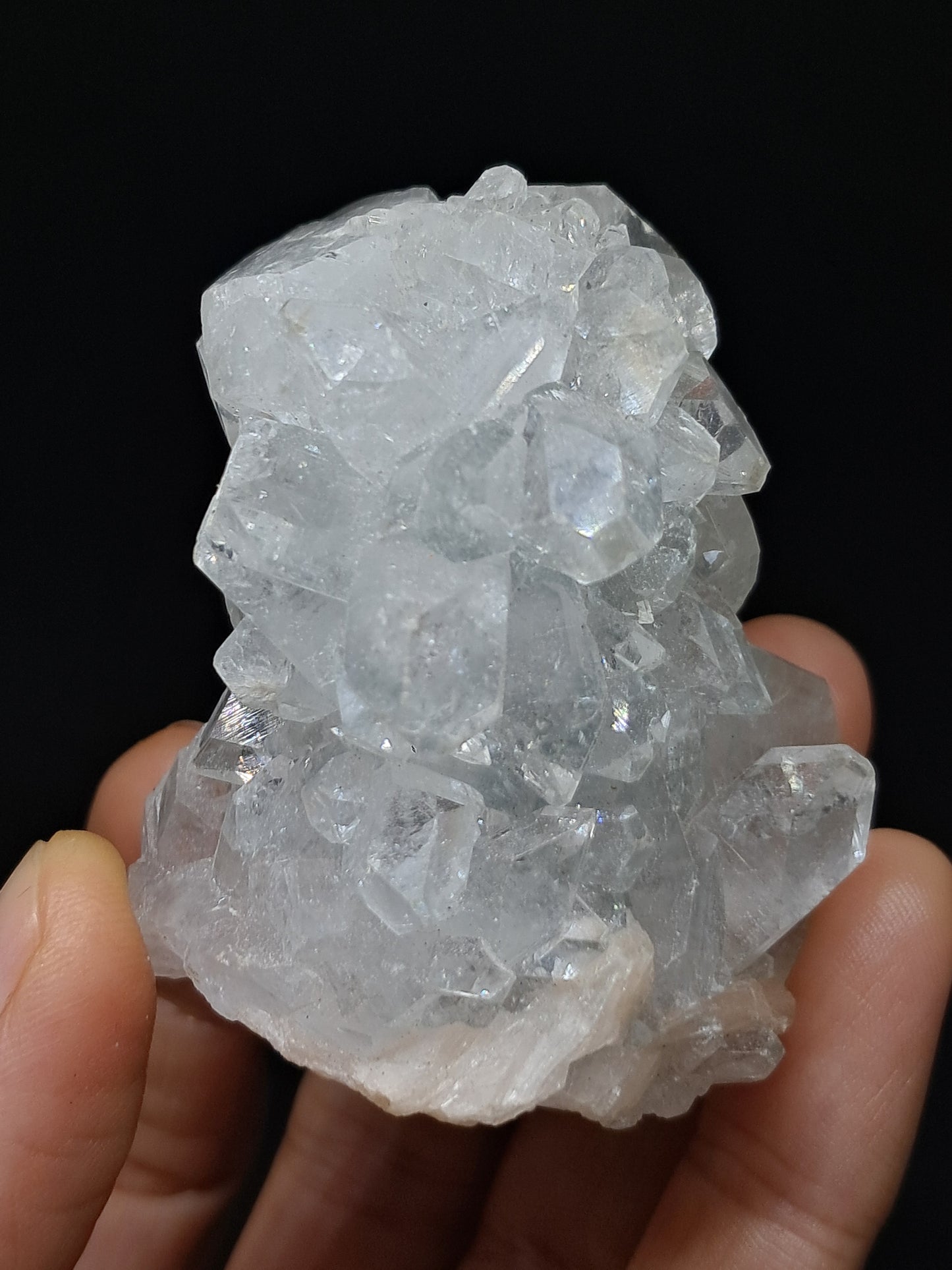 Clear Apophyllite w/ Stilbite Stalactite (Ajanta) Natural Crystal Cluster | Mineral Specimen #AP15eb
