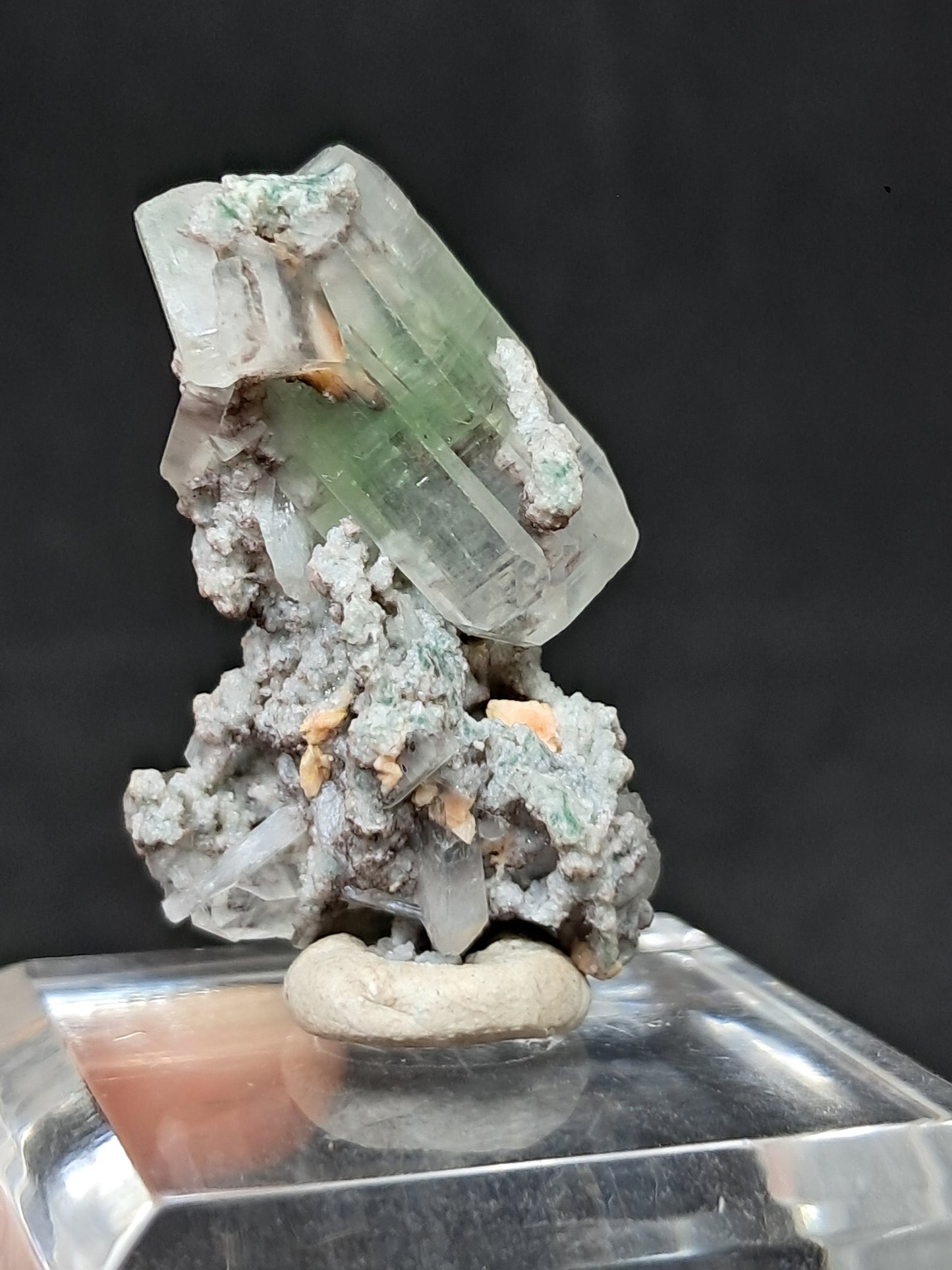 Green Apophyllite w/ Stilbite (Fluorapophyllite) (Ajanta) Natural Crystal | Mineral Specimen #GA42