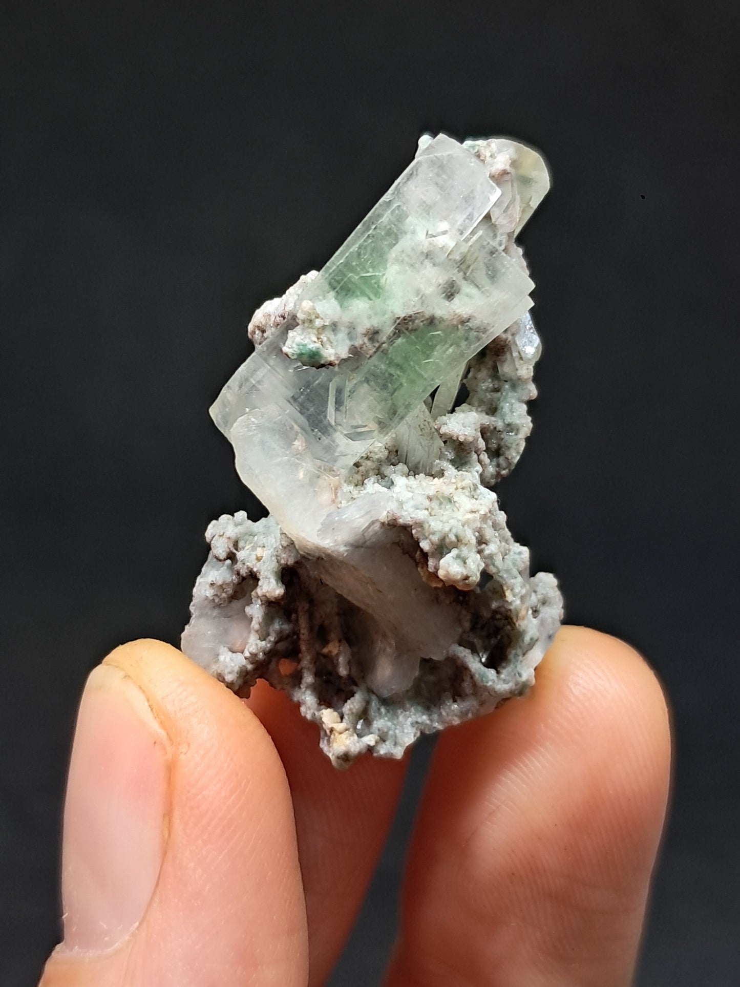 Green Apophyllite w/ Stilbite (Fluorapophyllite) (Ajanta) Natural Crystal | Mineral Specimen #GA42