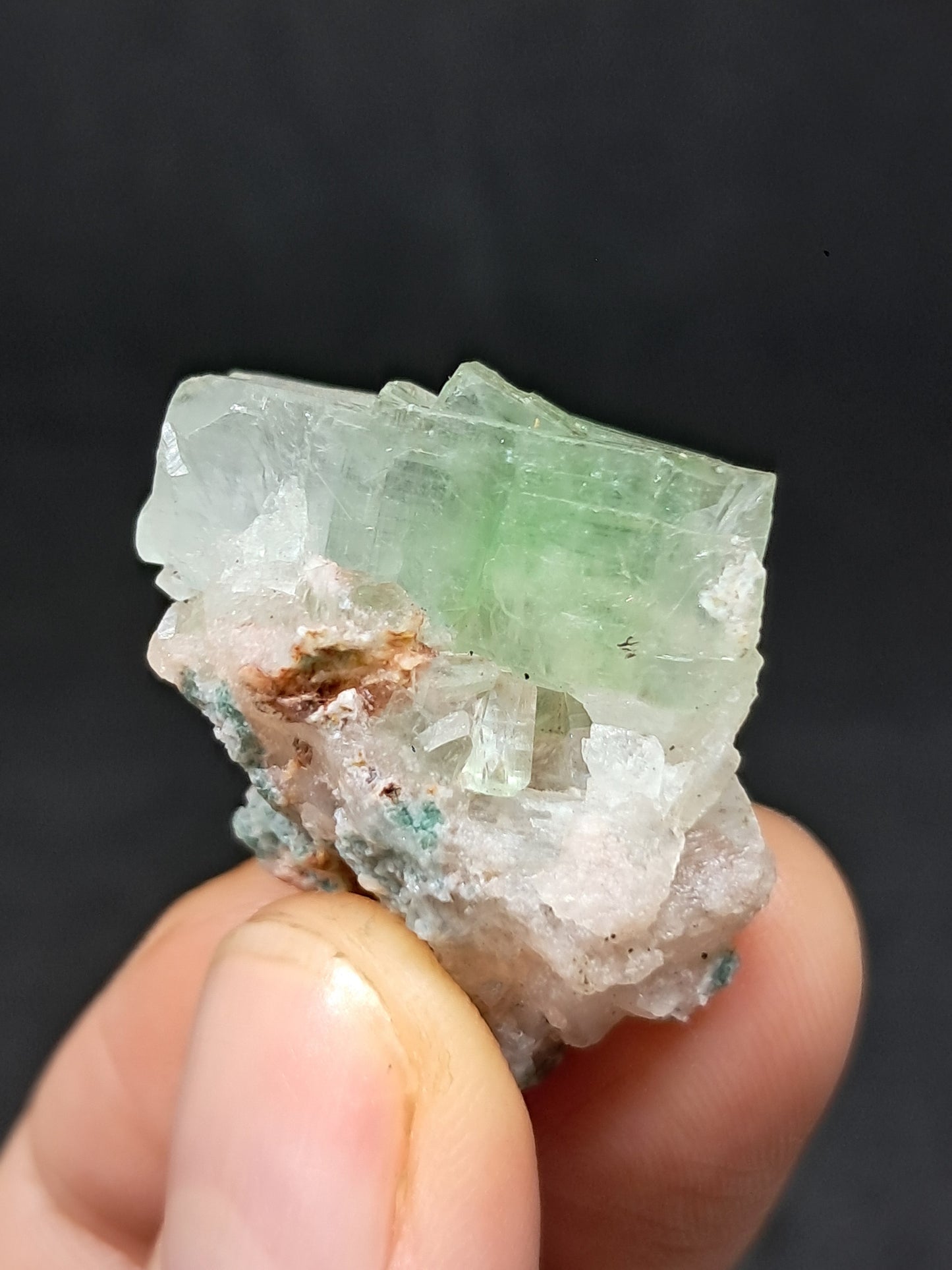 Apofilita Verde con Estilbita (Fluorapofilita) (Ajanta) Cristal Natural | Muestra Mineral #GA34