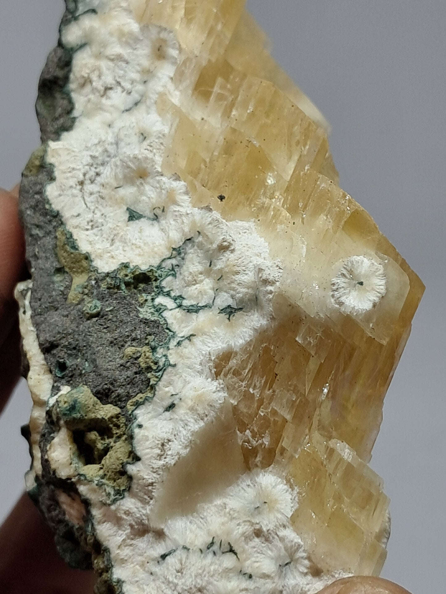 Honey Calcite w/ Okenite (India) Rough Crystal | Natural Stone | Mineral Specimen #CA16