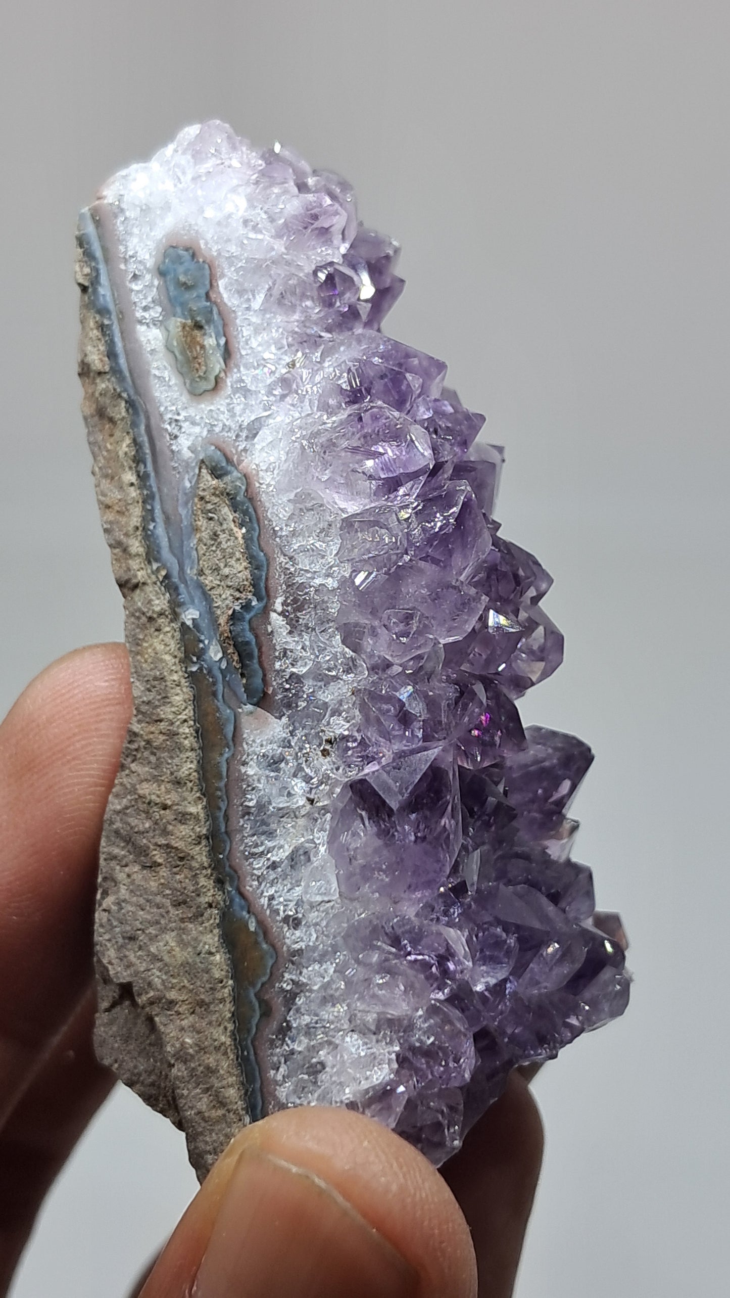 Deep Purple Amethyst On Agate (Brazil) | Natural Cluster | Mineral Specimen #AMB7