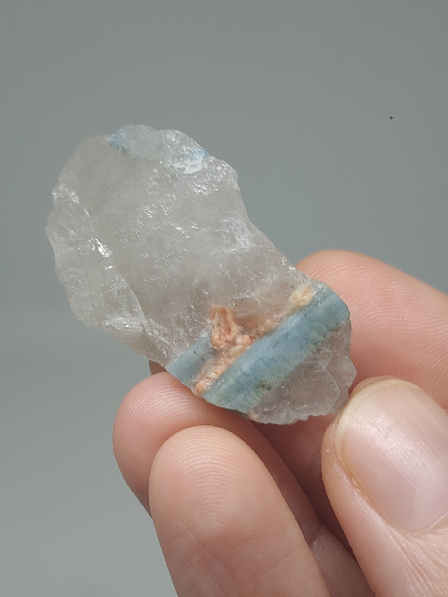 Aquamarine on Quartz (Karur) Rough Natural Crystal | Mineral Specimen #AQM45