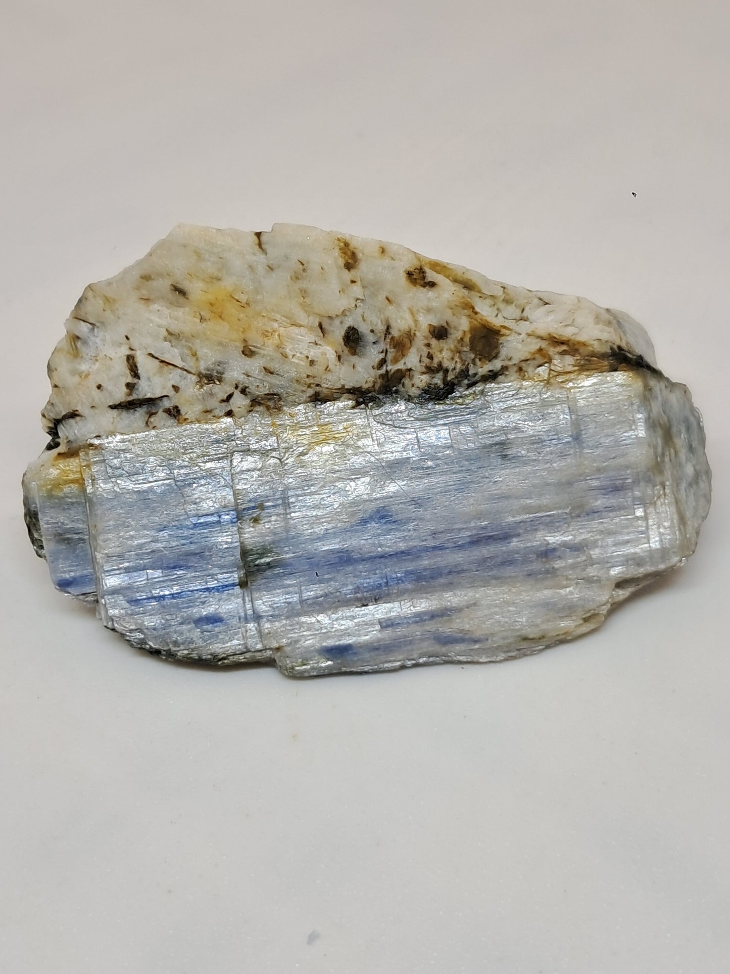 Blue Kyanite on Feldspar (Tamil Nadu) Natural Mineral Specimen #KY3