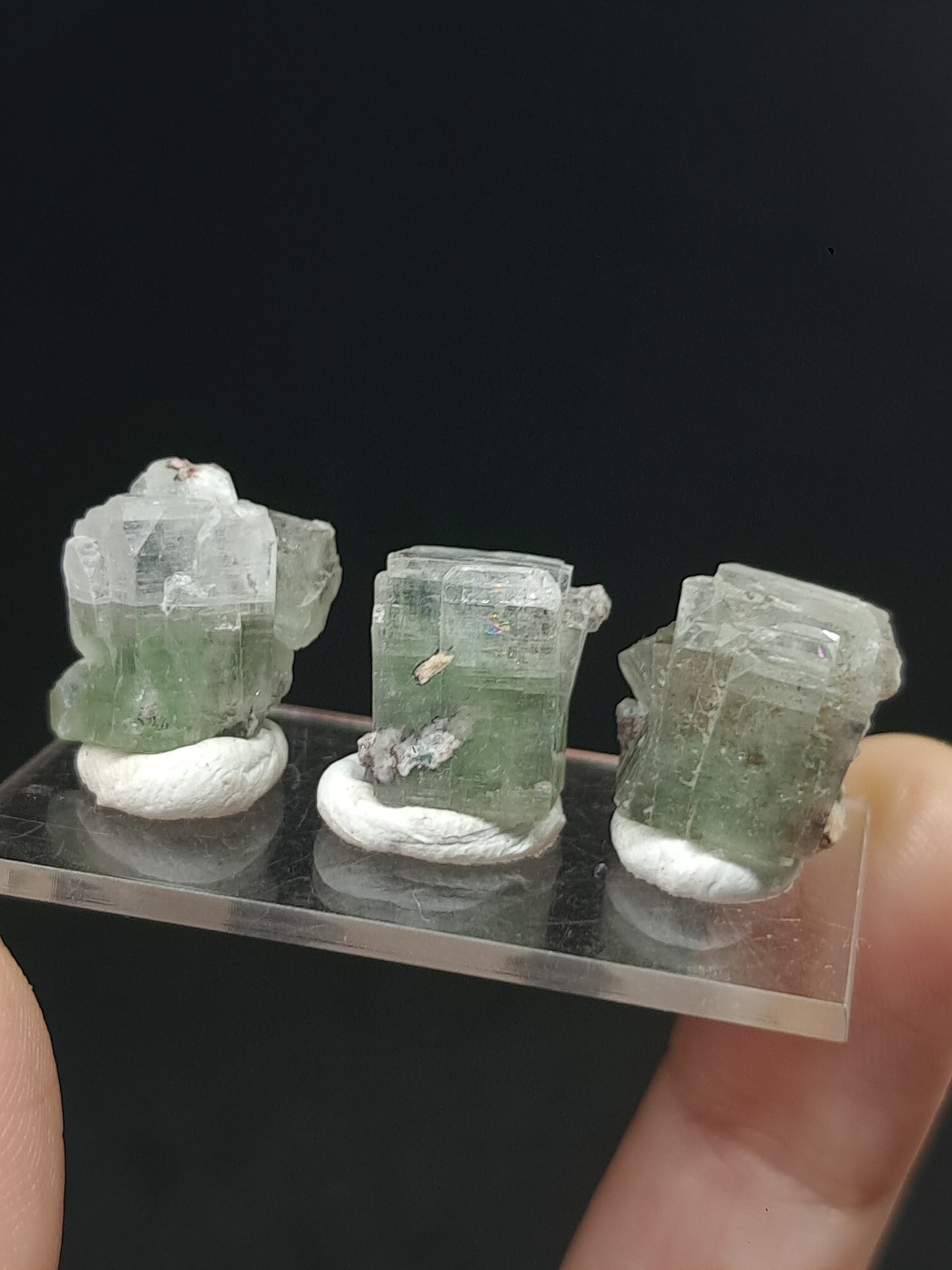 Set of 3 Small Green Apophyllites (Fluorapophyllites) (Ajanta) Rough Natural Crystals | Mineral Specimens #GA50