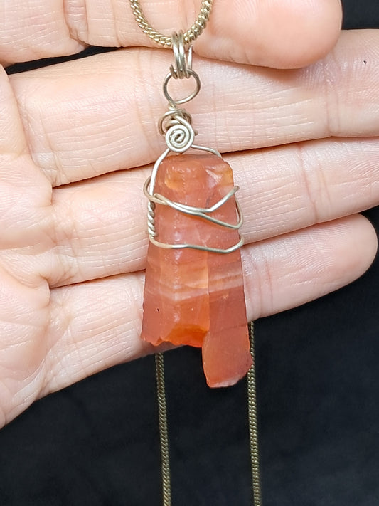Rough Carnelian Pendant | Handcrafted Jewelry | Necklace | Unisex #JL37