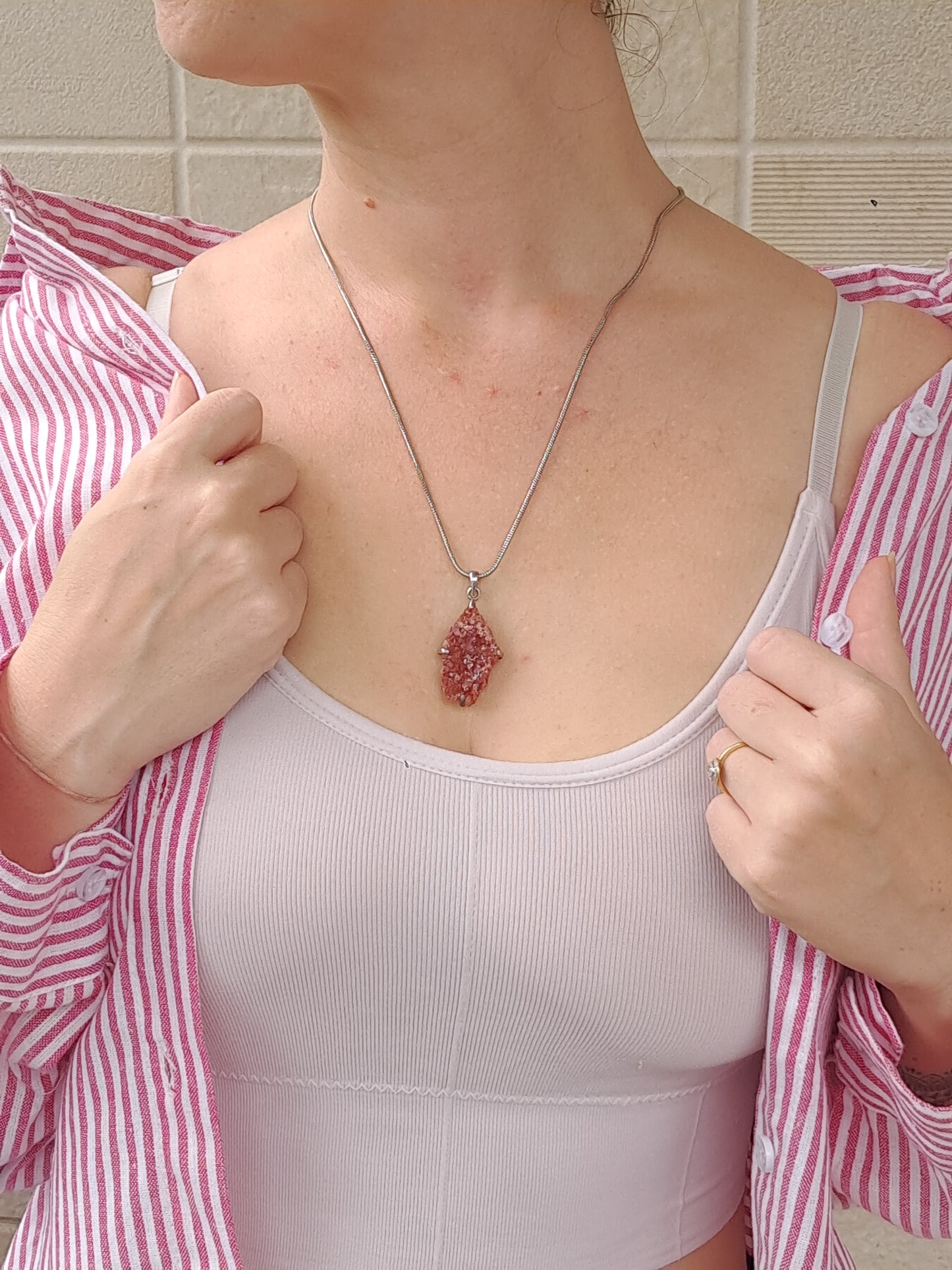Druzzy *Rare* Pink Apophyllite Silver Pendant | Handcrafted Jewelry #JL42