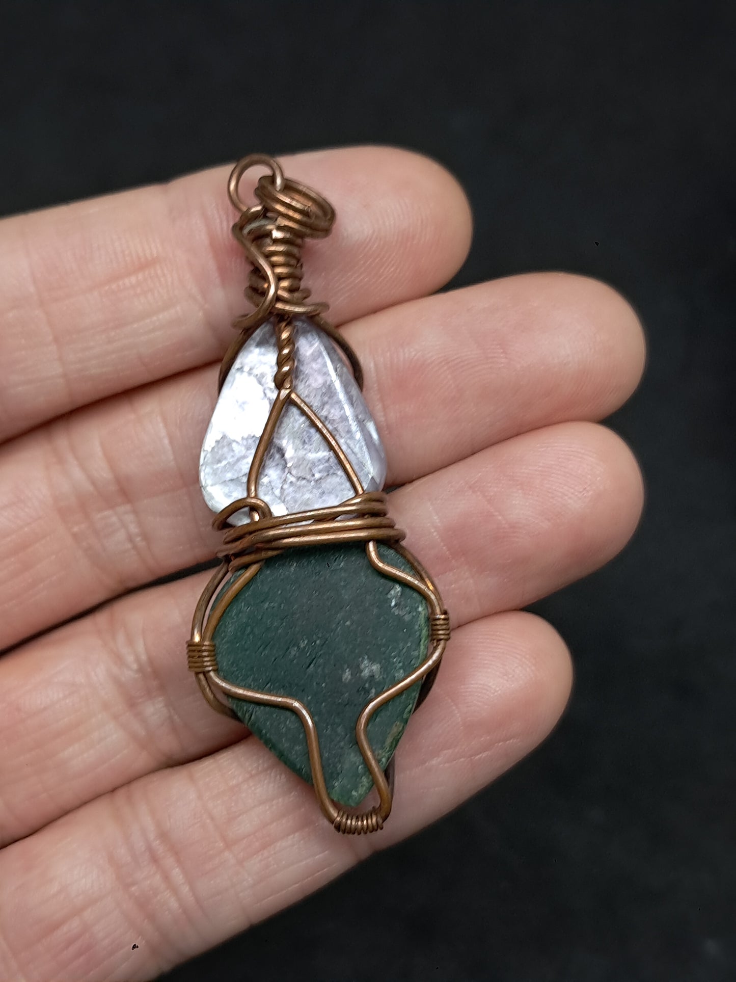 Lepidolite w/ Aventurine Pendant | Handcrafted Jewelry | Unique Necklace #JL48